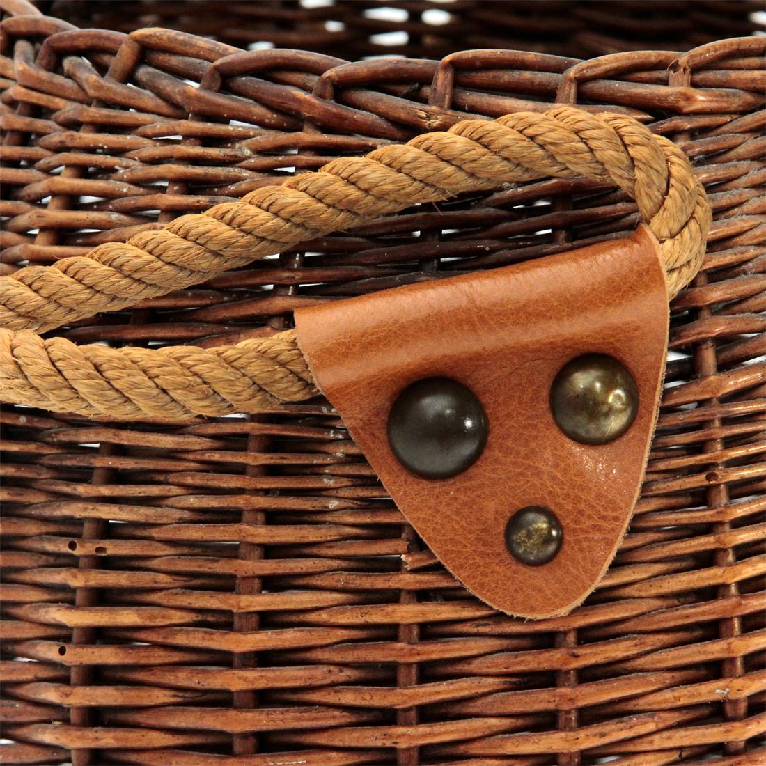 Italian Wicker Basket with Rope Handle, 1950s 2