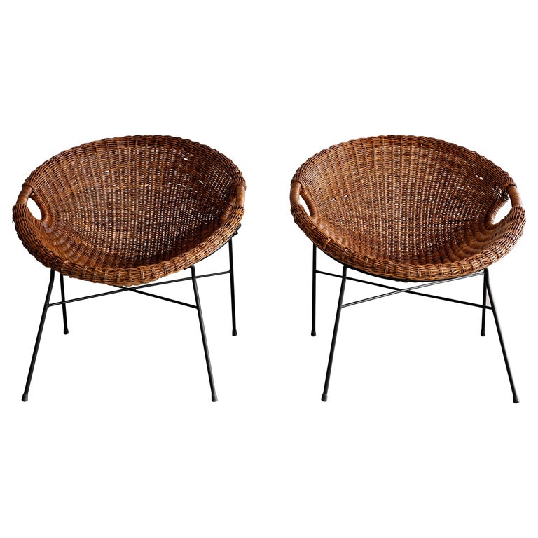 Italian Wicker Bucket Chairs at 1stDibs