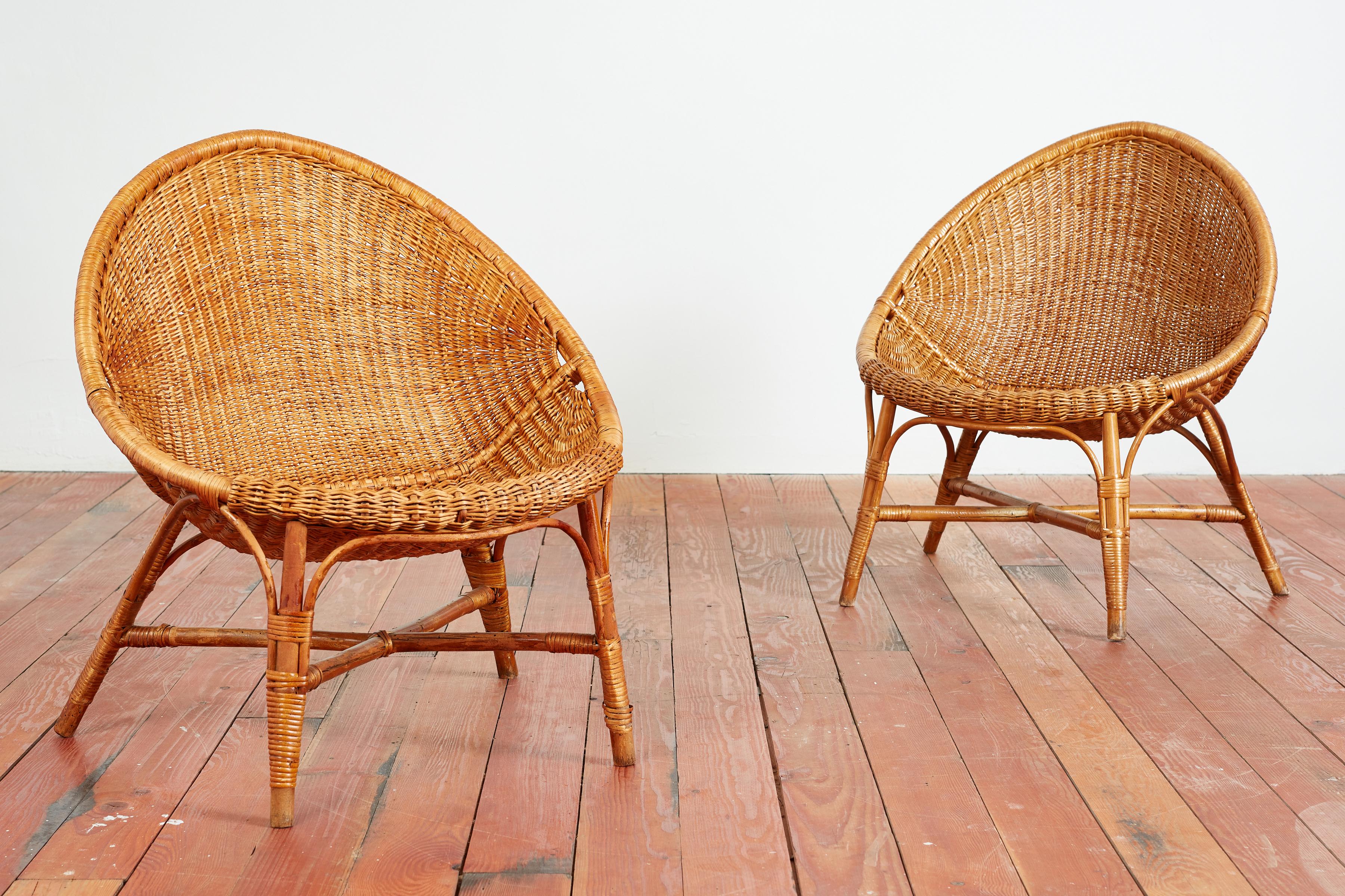 Italian Wicker Chairs In Good Condition In Beverly Hills, CA