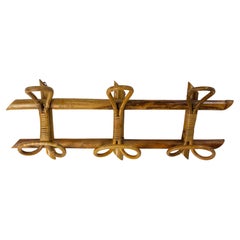 Italian Wicker Coat Rack, circa 1960