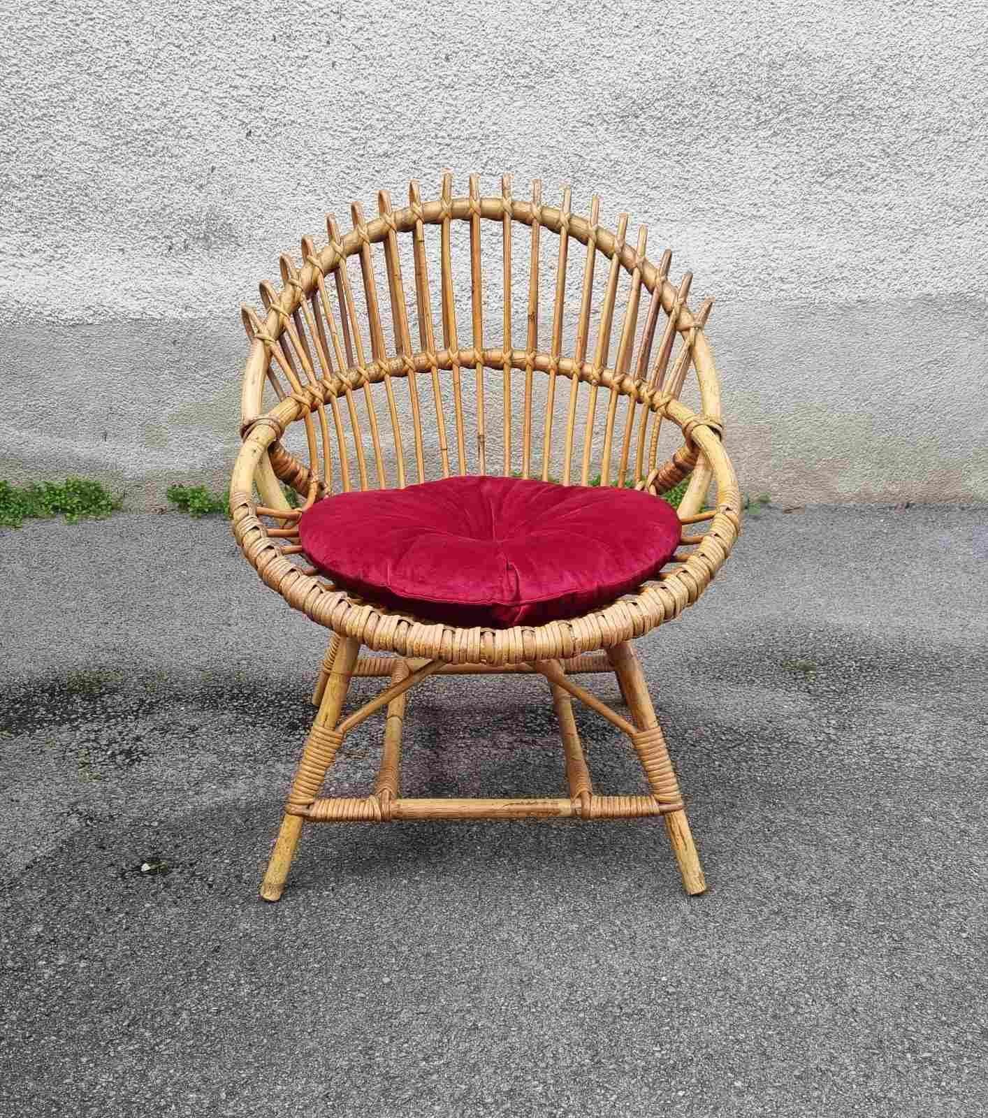 Sedia da salotto italiana in vimini disegnata da Franco Albini per Bonacina, Italia anni '60 in vendita 4