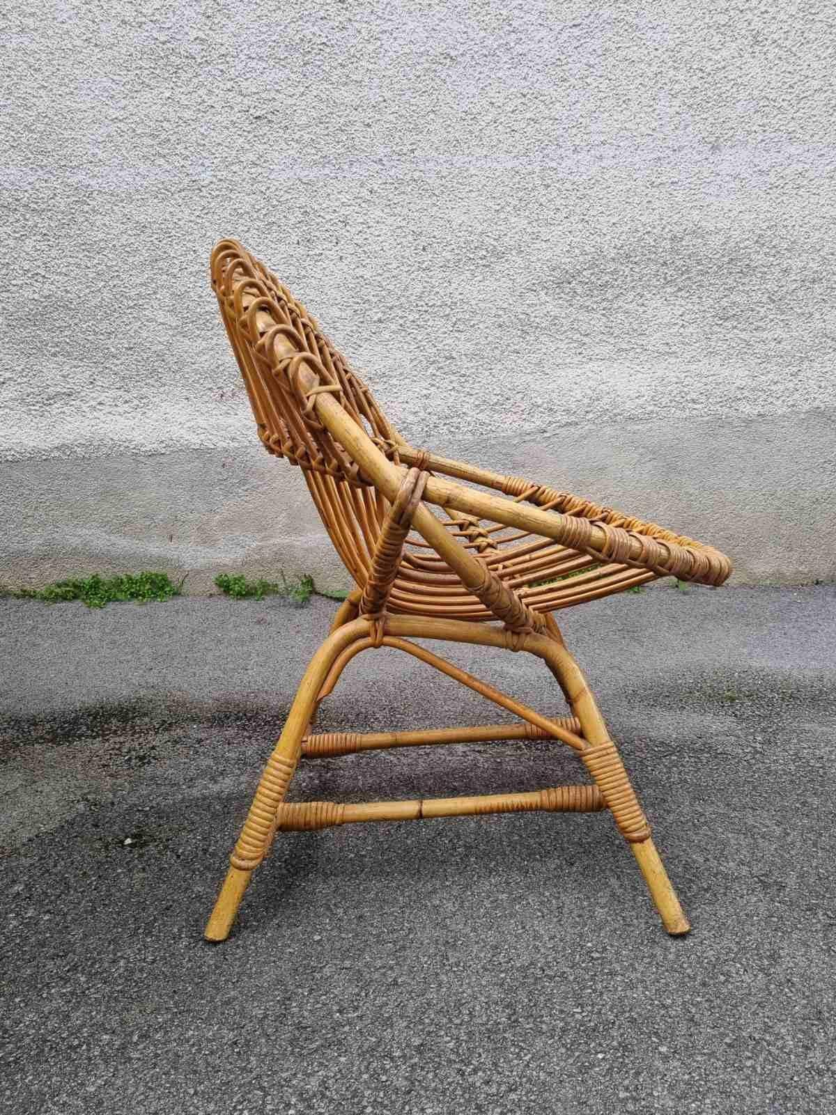 Sedia da salotto italiana in vimini disegnata da Franco Albini per Bonacina, Italia anni '60 in vendita 1