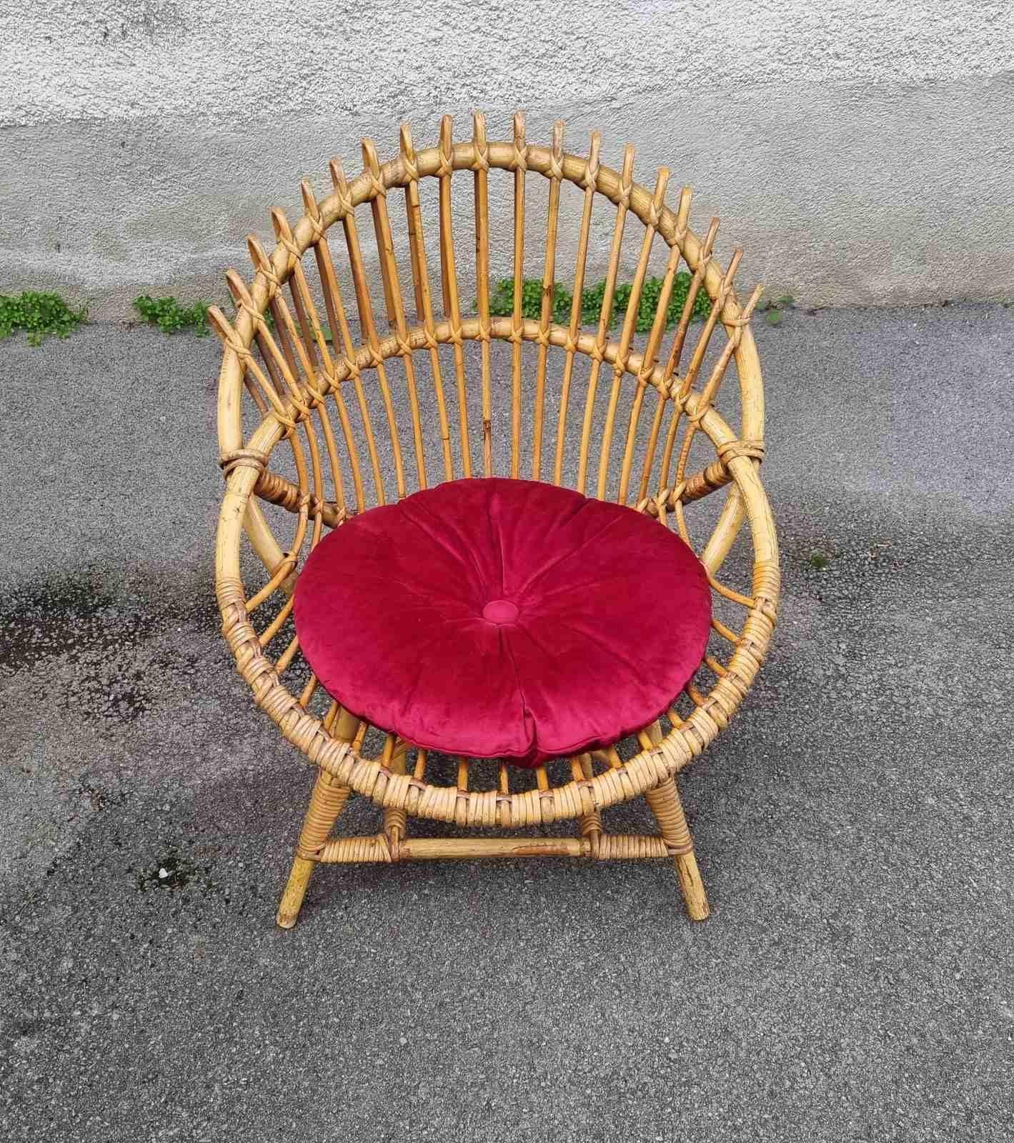 Sedia da salotto italiana in vimini disegnata da Franco Albini per Bonacina, Italia anni '60 in vendita 2