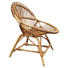 Sedia da salotto italiana in vimini disegnata da Franco Albini per Bonacina, Italia anni '60
