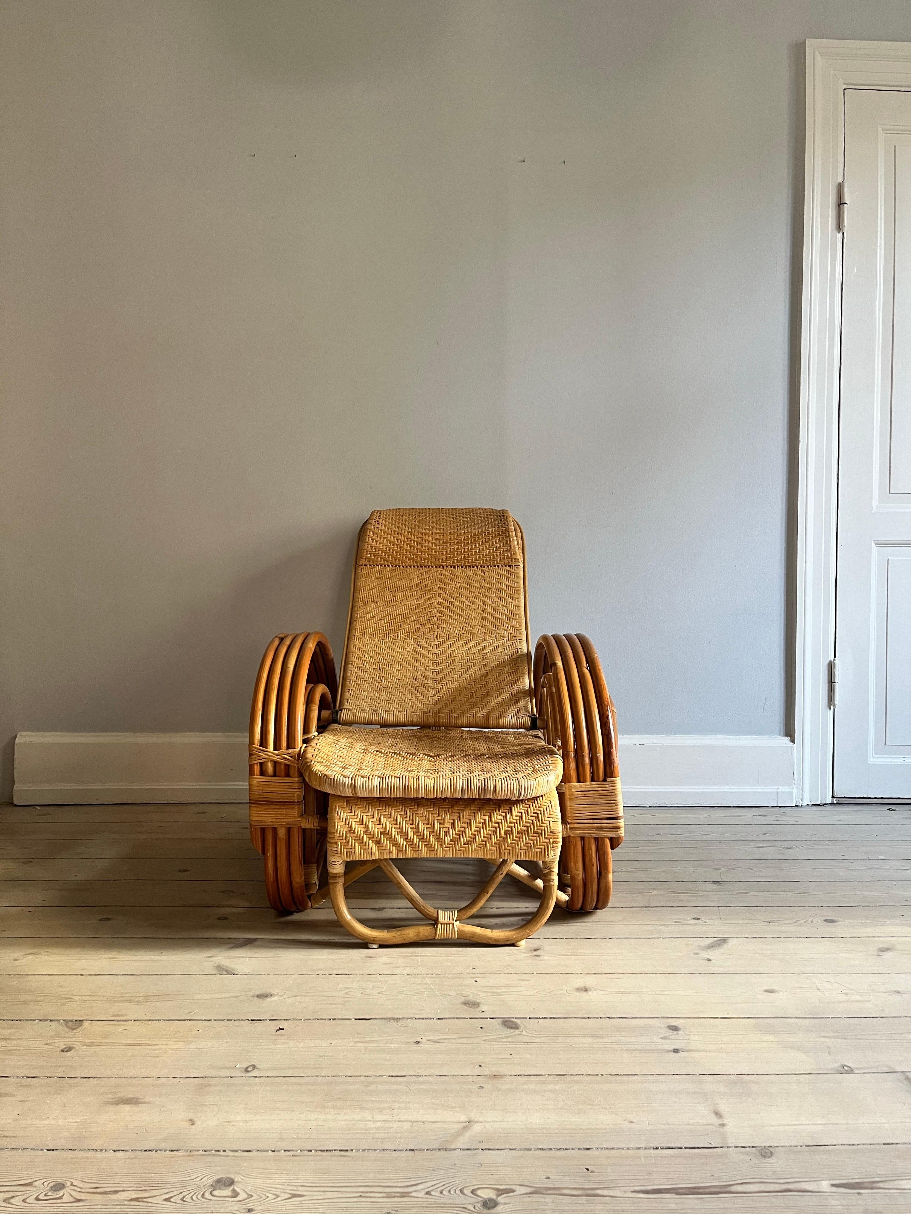 Chaise de salon / chaise pliante en osier / rotin italien Bon état à Copenhagen, DK