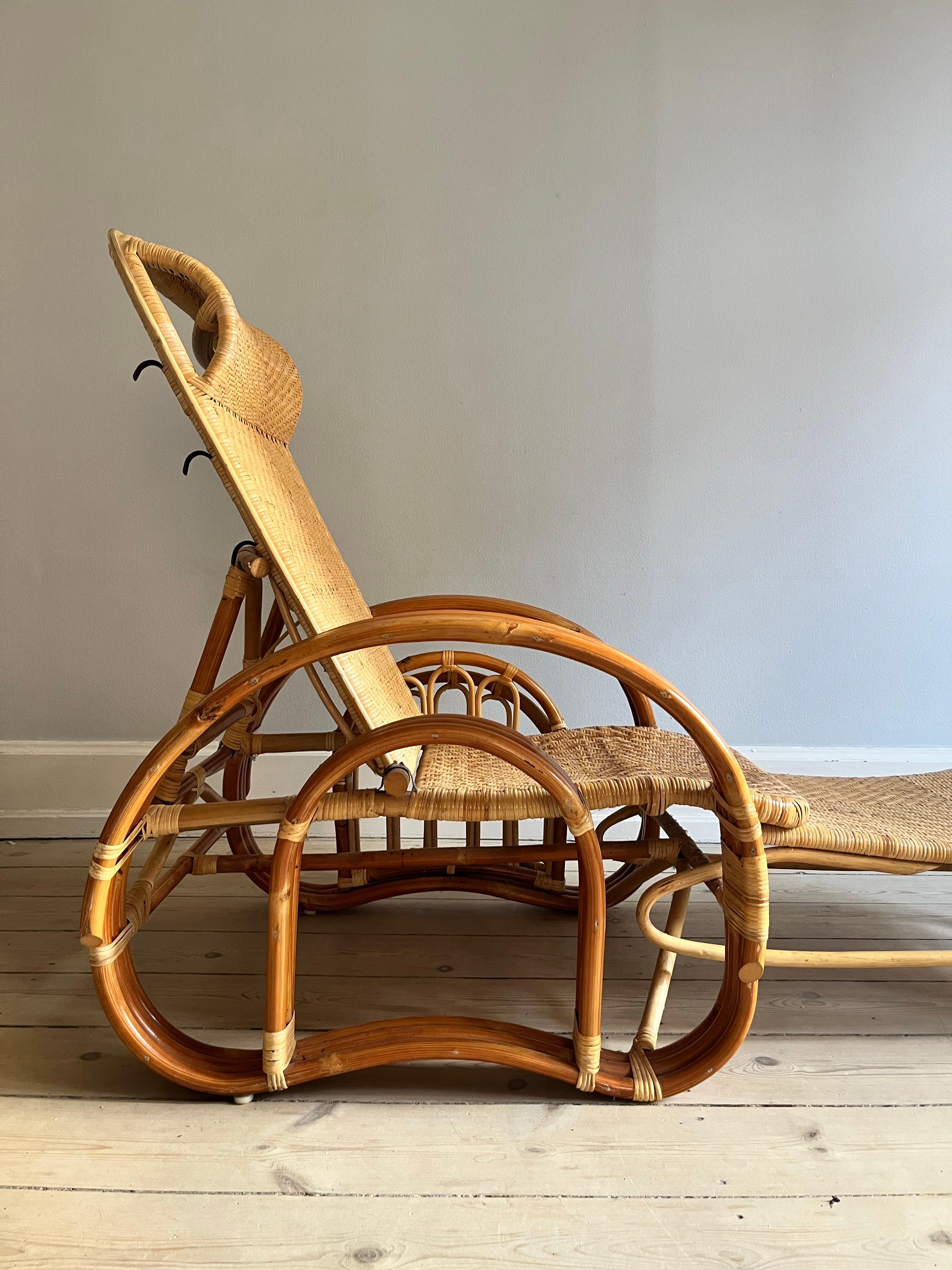 Fin du 20e siècle Chaise de salon / chaise pliante en osier / rotin italien