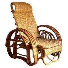 Chaise de salon / chaise pliante en osier / rotin italien