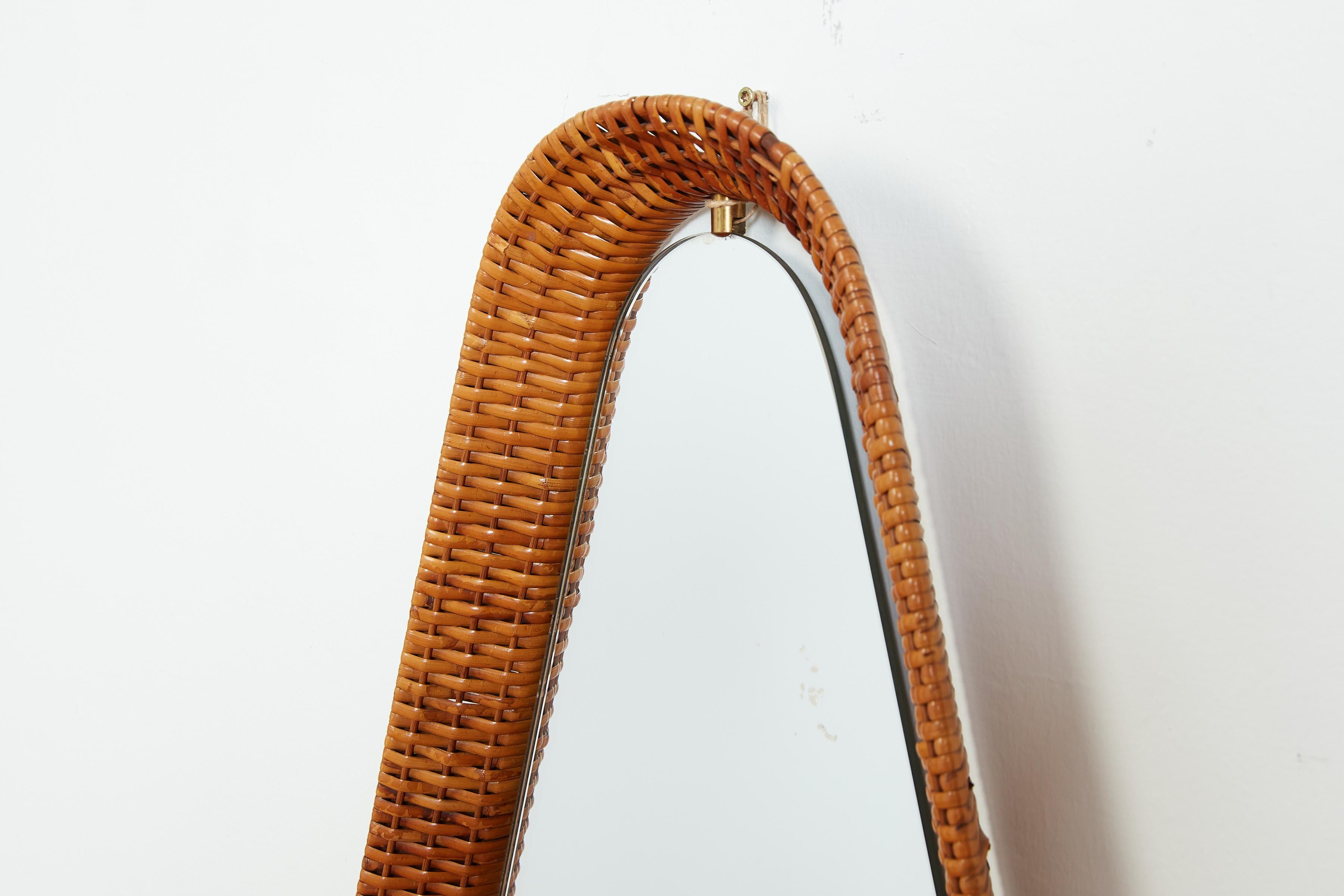 Italian Wicker Mirror For Sale 5