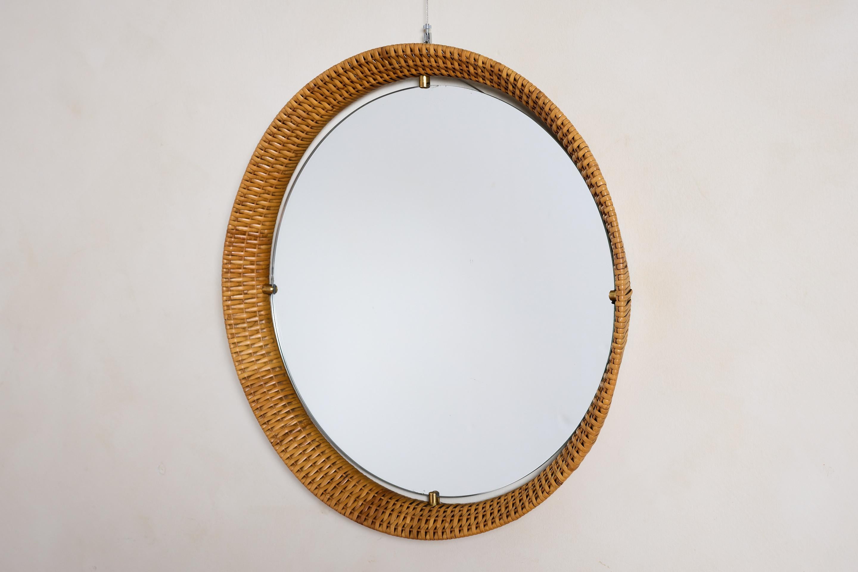 Miroir en osier italien Bon état - En vente à Beverly Hills, CA