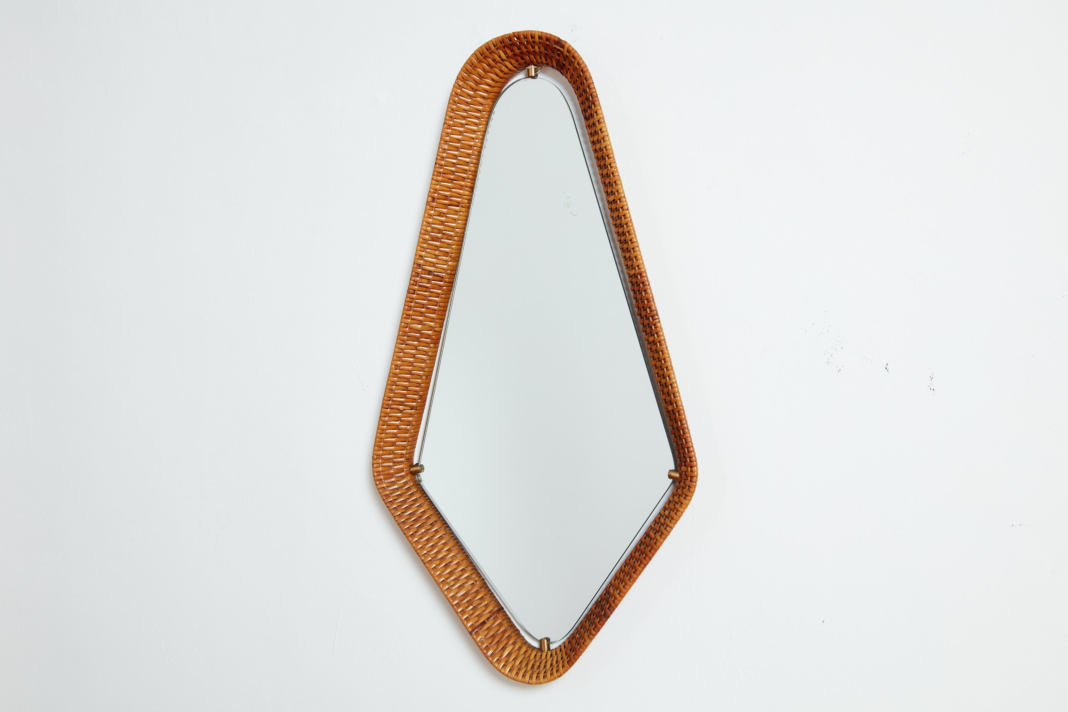 Mid-20th Century Italian Wicker Mirror For Sale