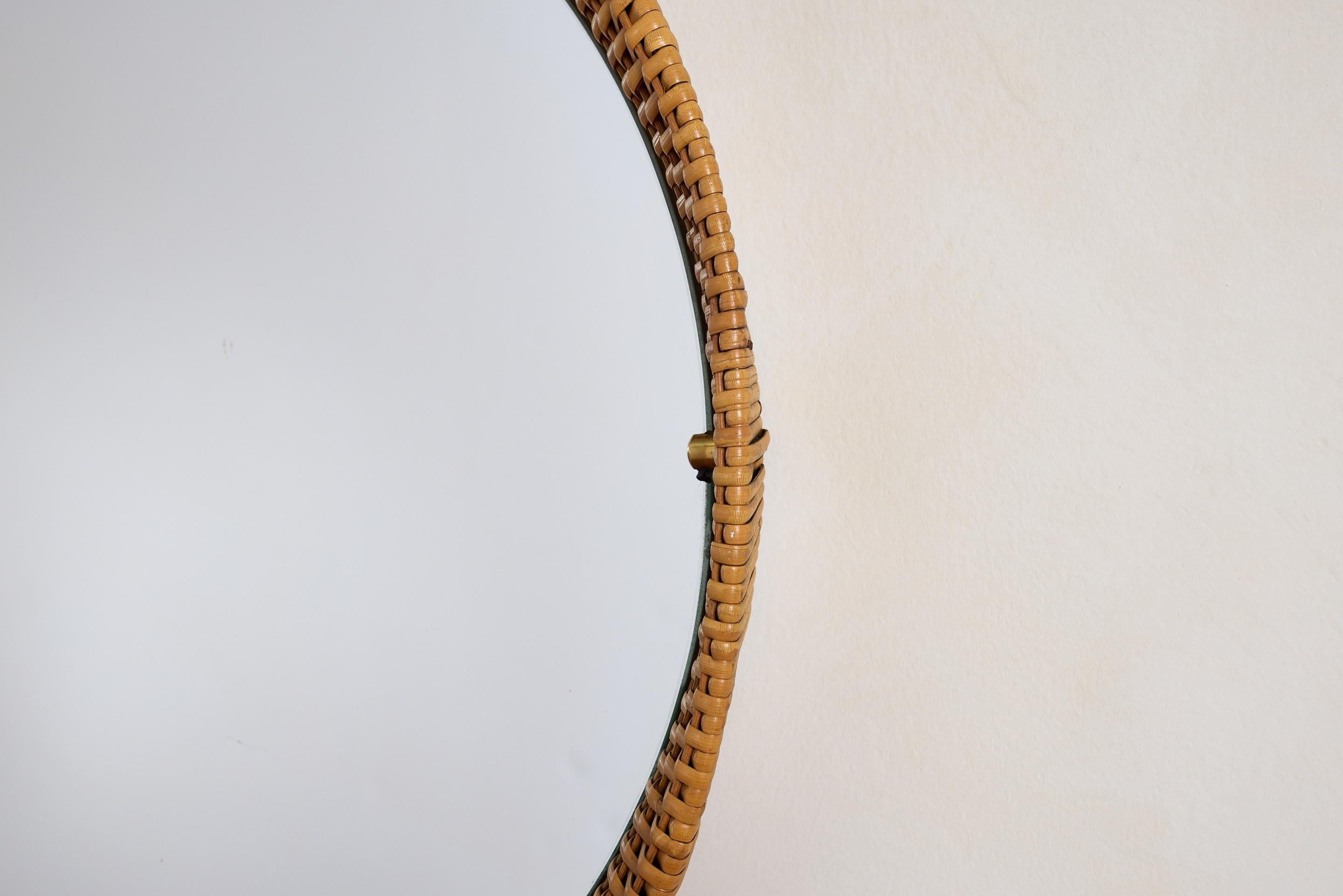 Laiton Miroir en osier italien en vente