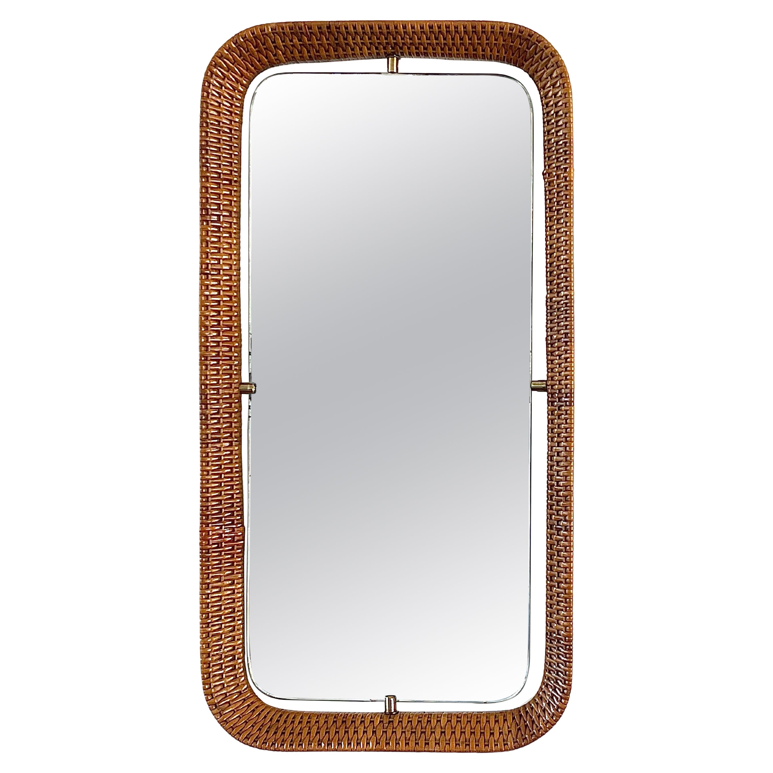 Miroir italien en osier en vente