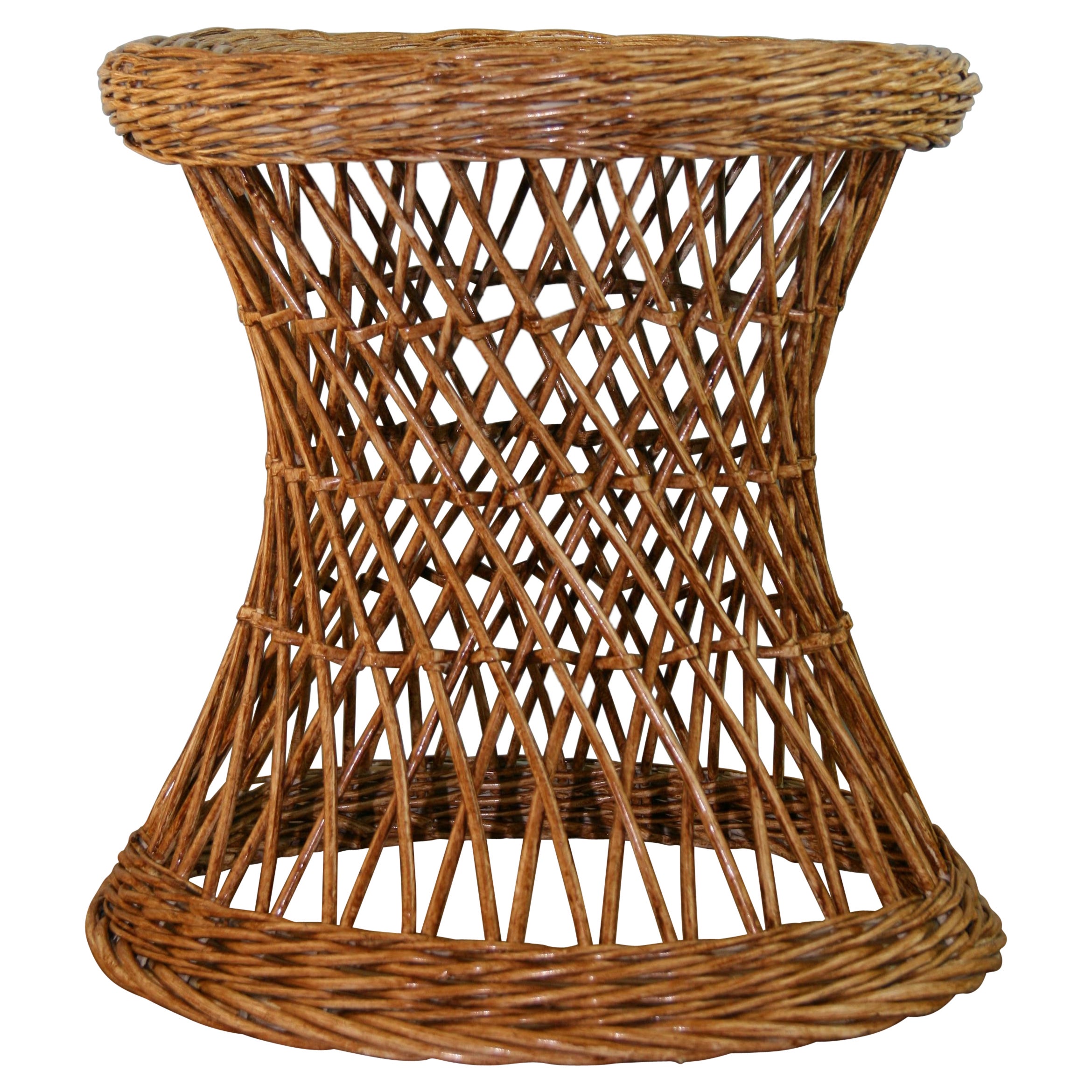 Italian Wicker Stool/Side Table