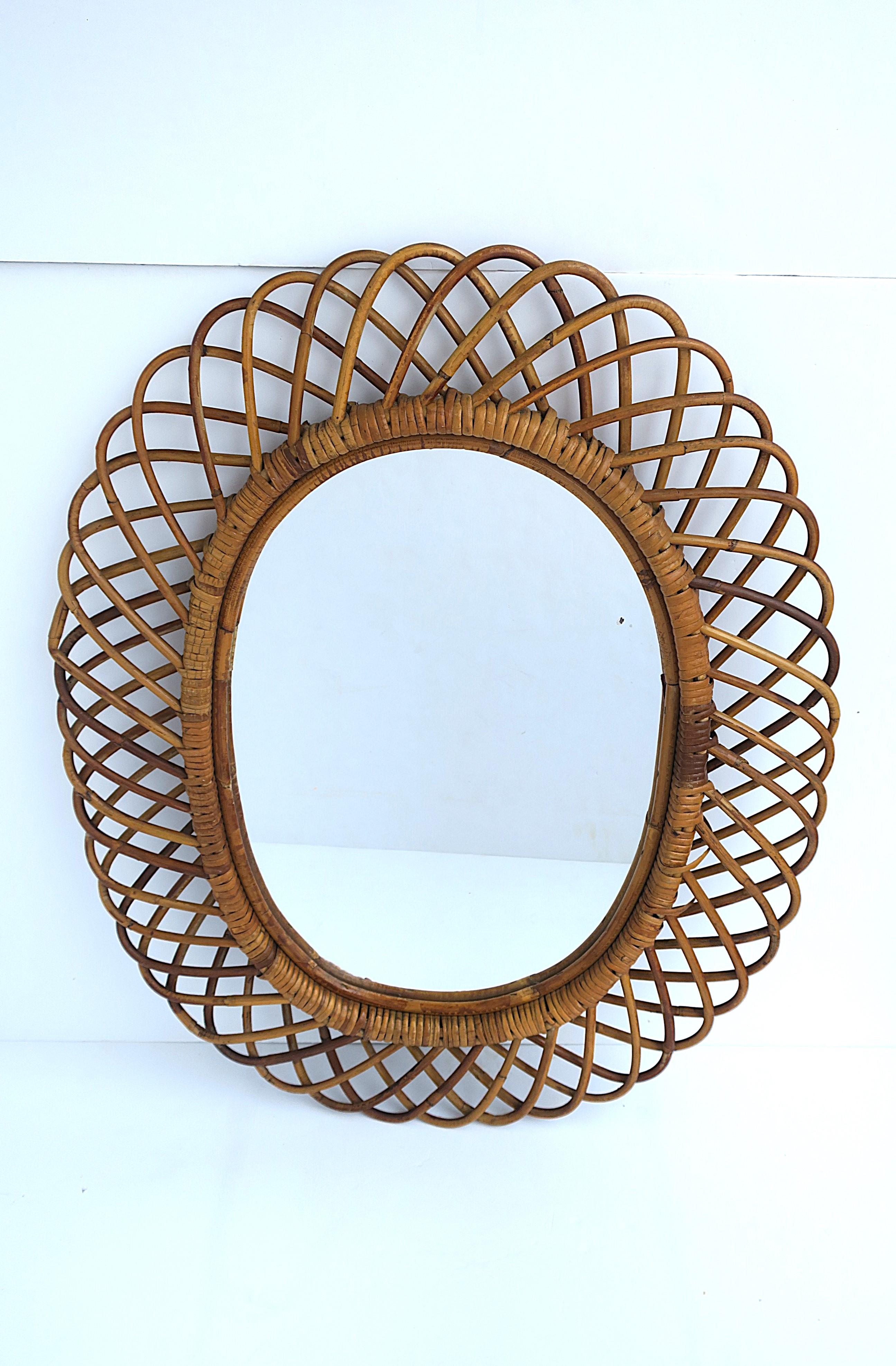 Bohemian Italian Wicker Wall Mirror