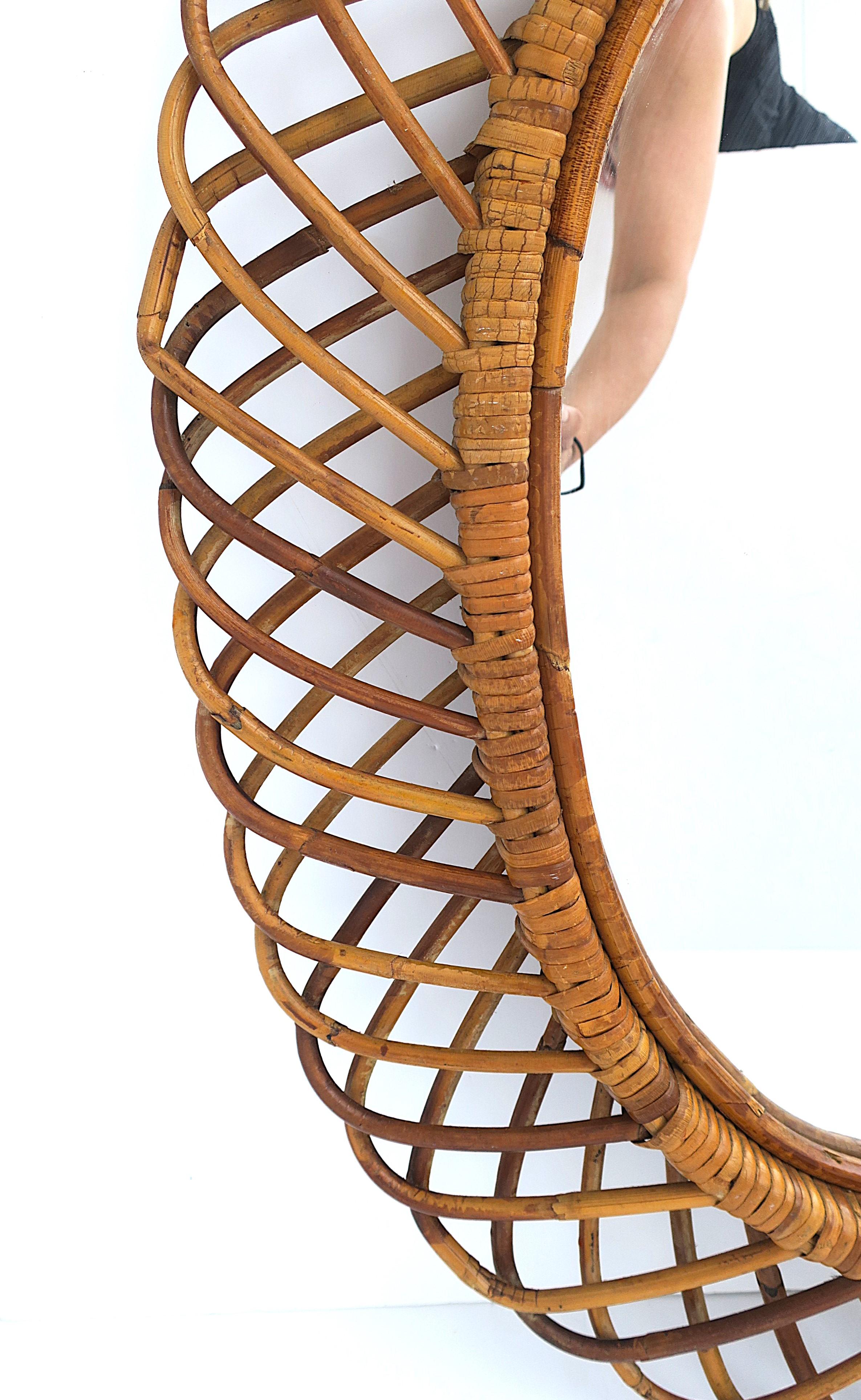 Italian Wicker Wall Mirror 1