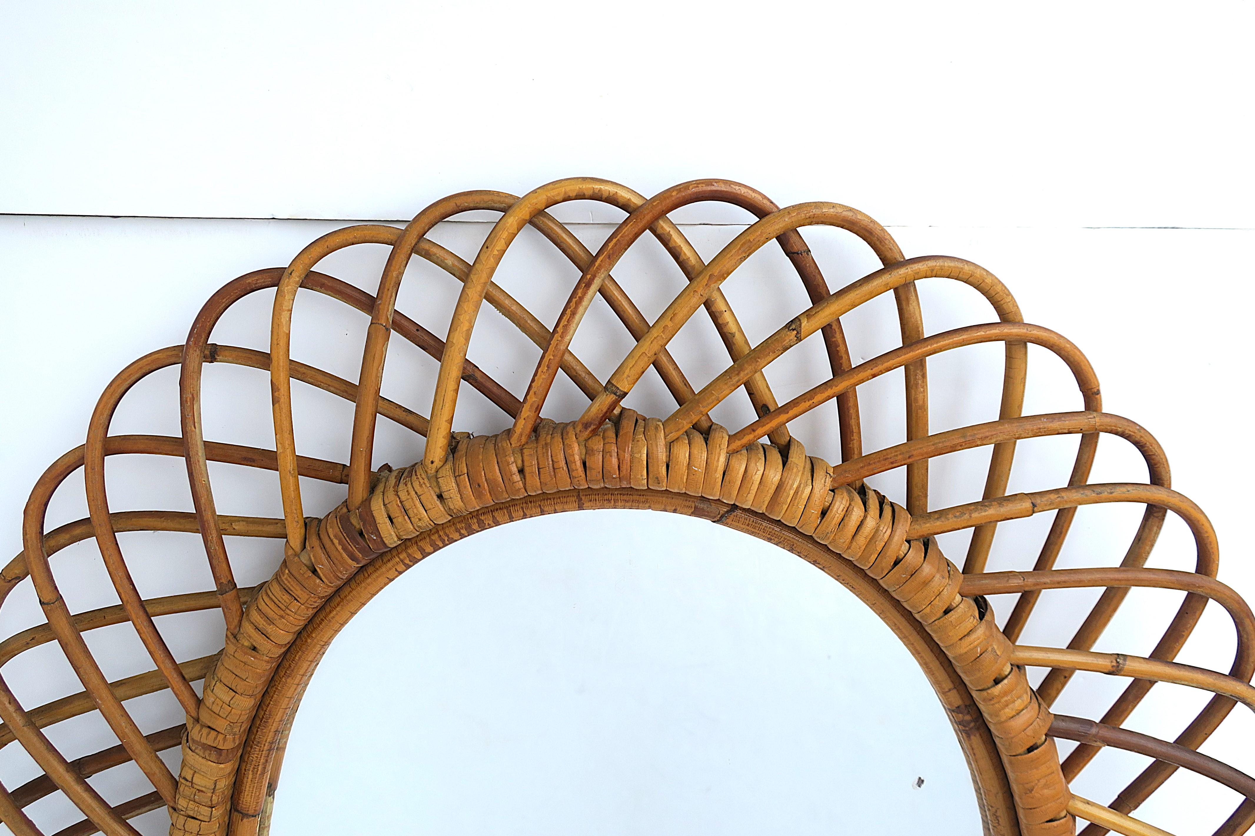 Italian Wicker Wall Mirror 2