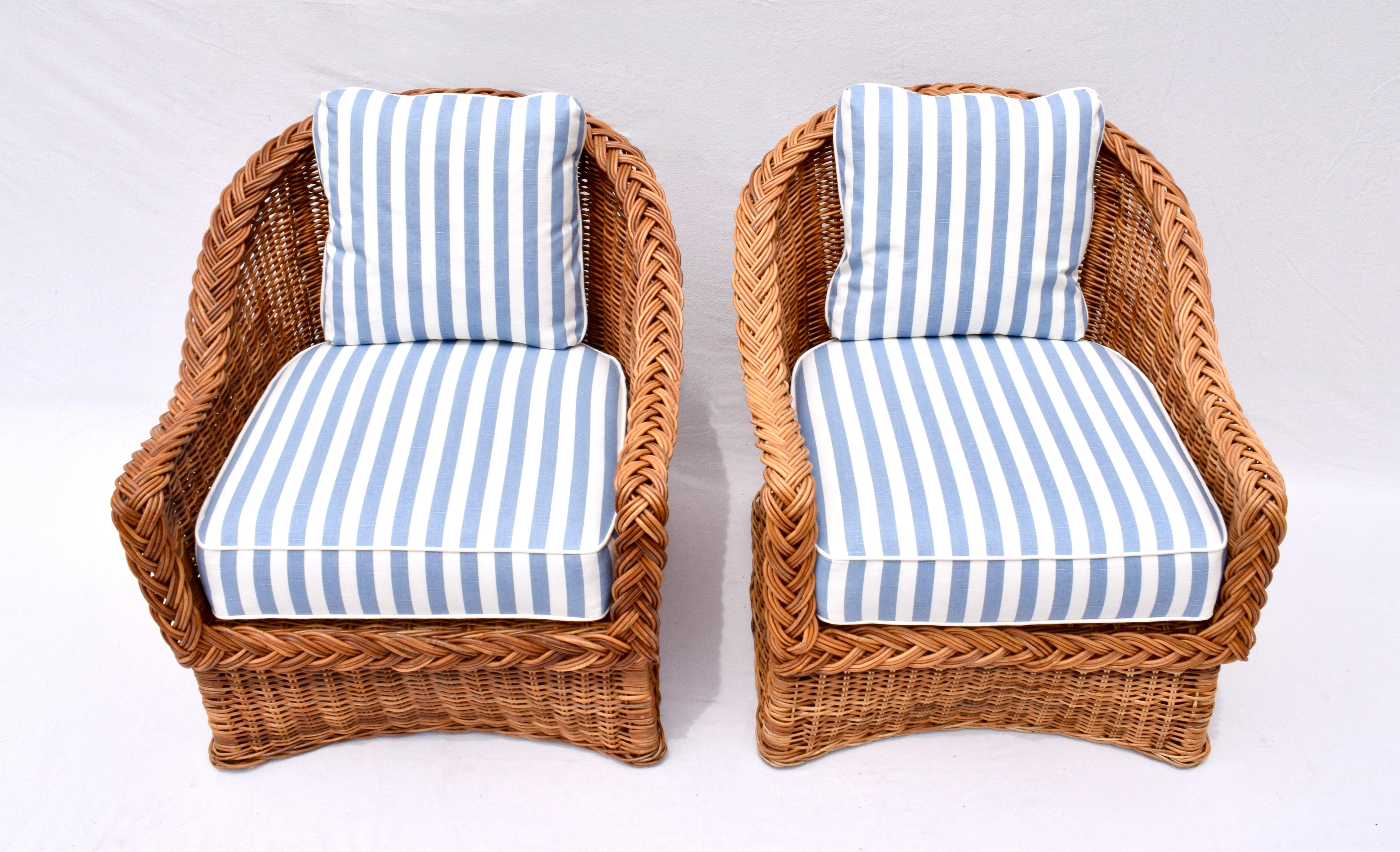 italien Ensemble en rotin tressé Italian Wicker Works en vente