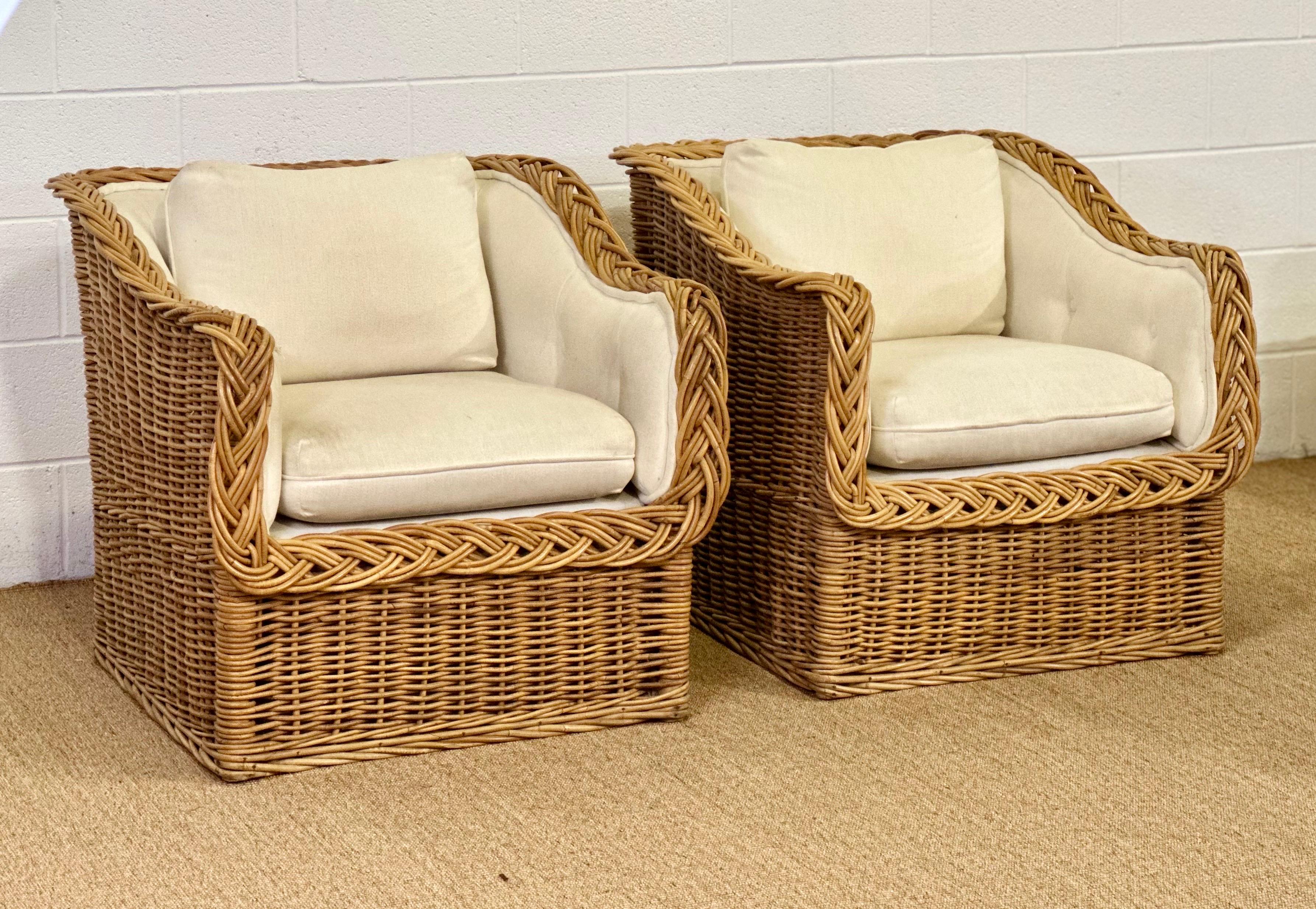 Italian Wicker Works Rattan Living Room Set - 4 Pieces  For Sale 4