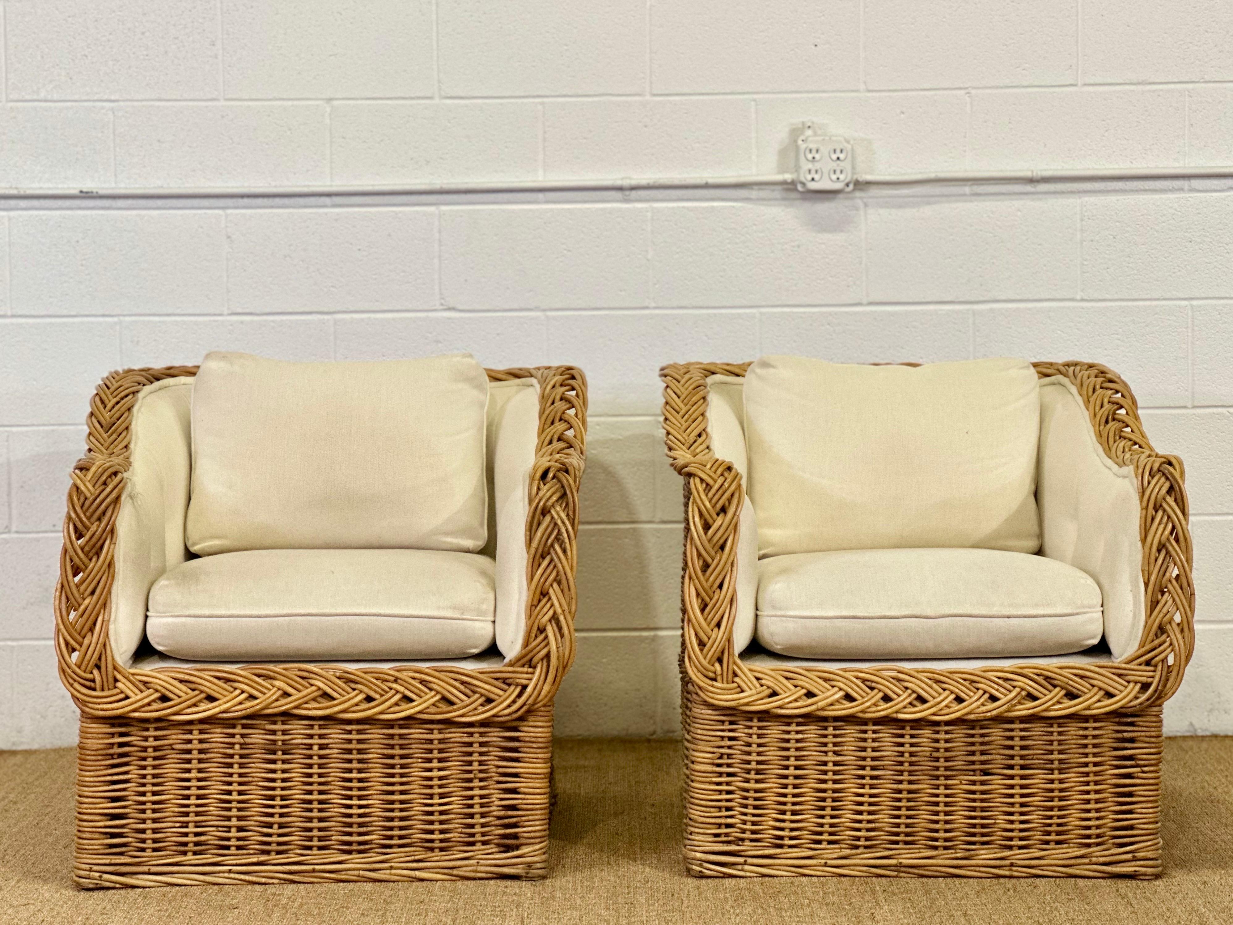 Italian Wicker Works Rattan Living Room Set - 4 Pieces  For Sale 3
