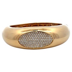 Italian Wide Diamond Bangle Bracelet 2.48 Carats E-F VS1-2 18 Karat Yellow Gold