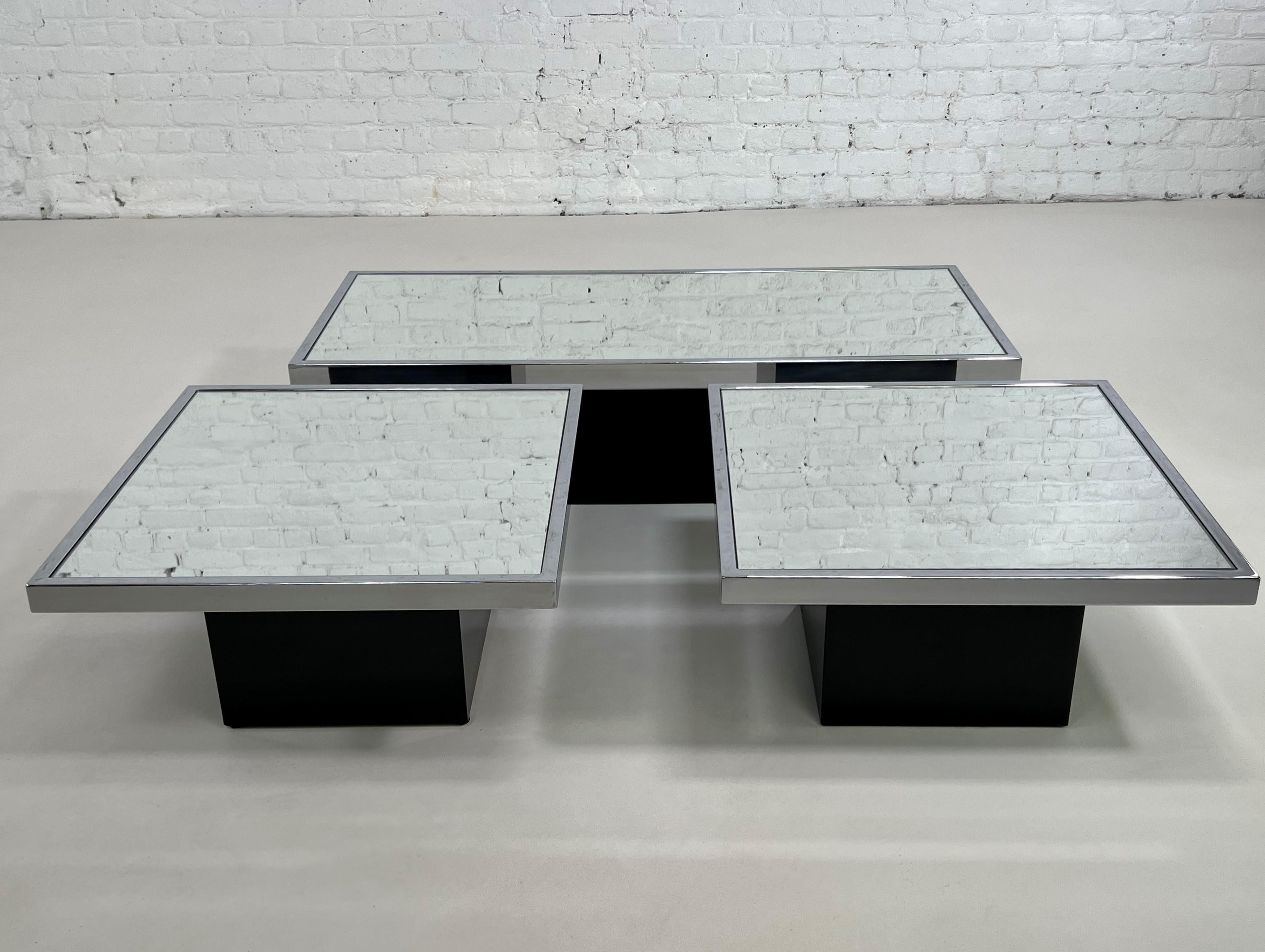 Space Age Italian Willy Rizzo 1970s Design Coffee Tables Set