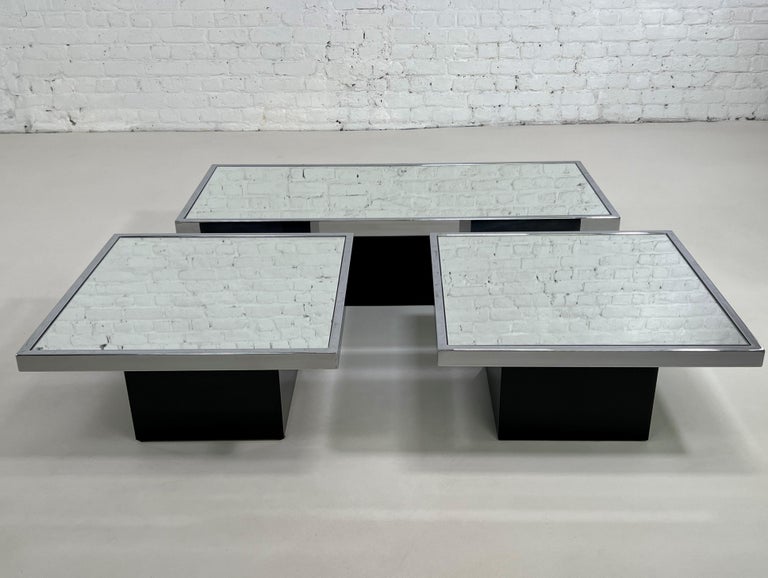 Space Age Italian Willy Rizzo 1970s Design Coffee Tables Set For Sale