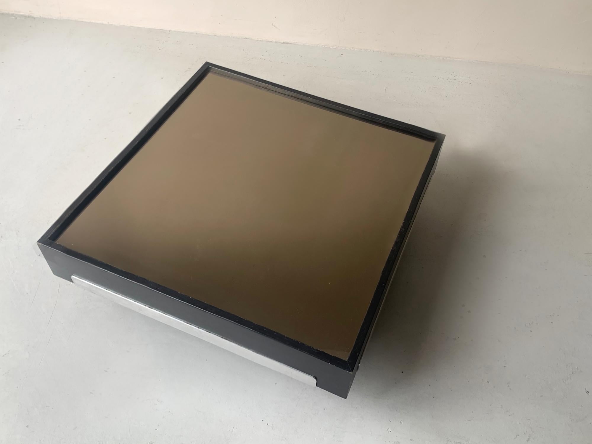 Italian Willy Rizzo Style 1970s Midcentury Mirrored Coffee Table In Good Condition In London, GB