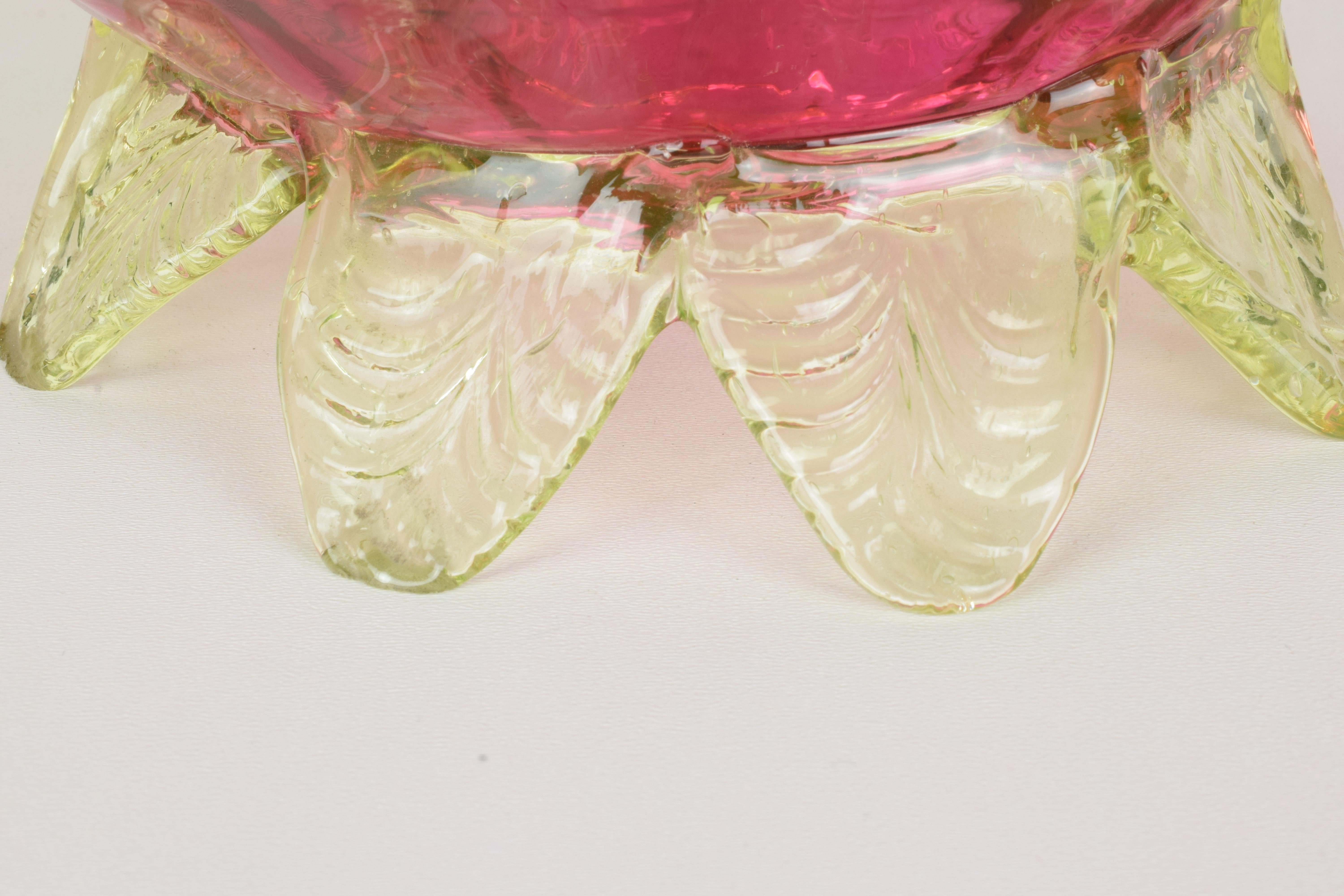 Italienischer weinfarbener Tafelaufsatz aus Murano-Glas, Anfang 20. 7