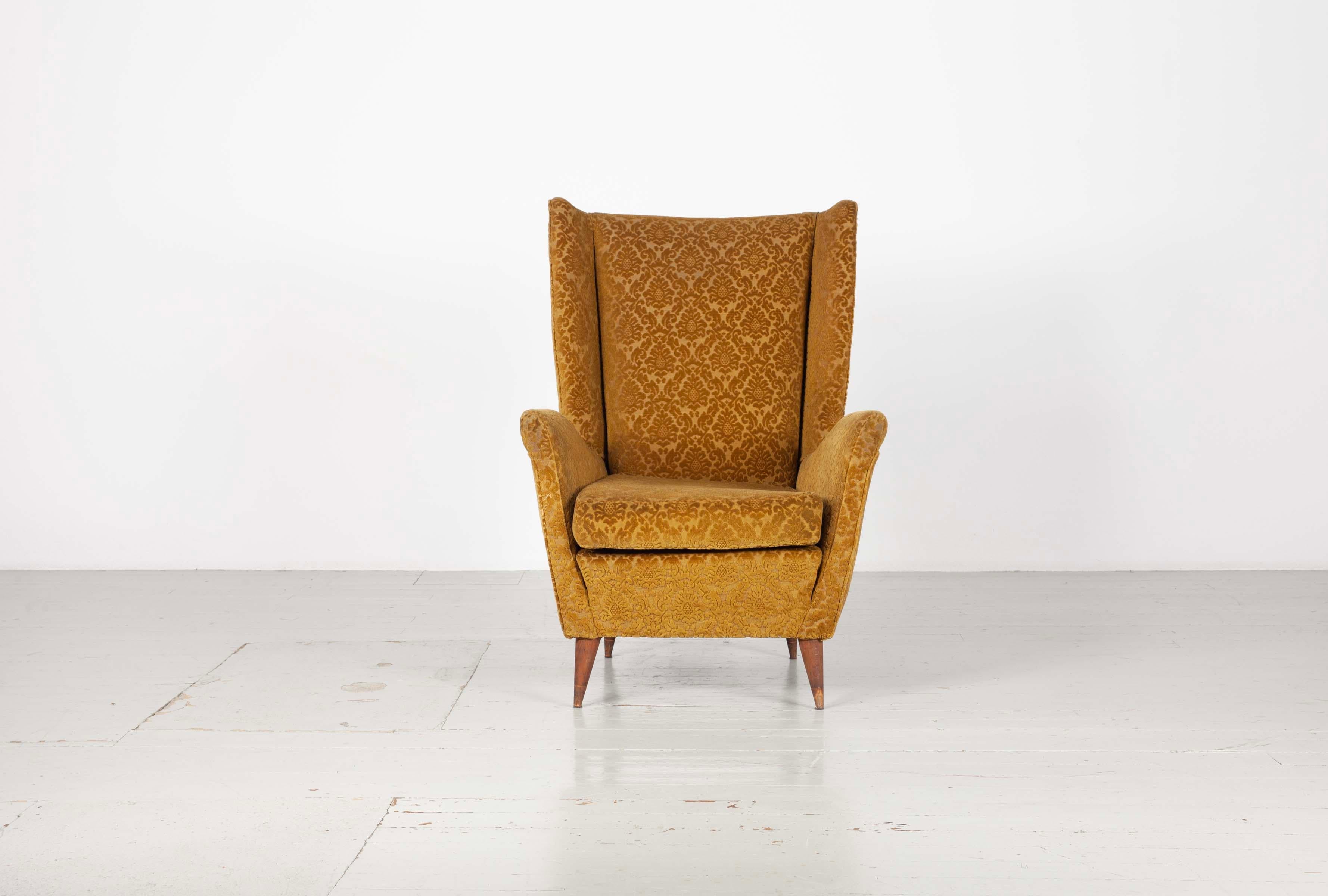 Mustard-yellow ISA Bergamo armchair, presumably designed by Gio Ponti, in original condition.

