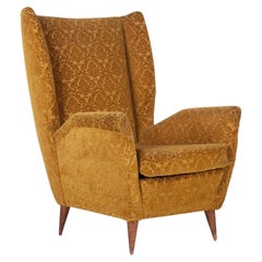 Italian Wingback Chair in original condition, Produced by I.S.A. Bergamo, 1950s