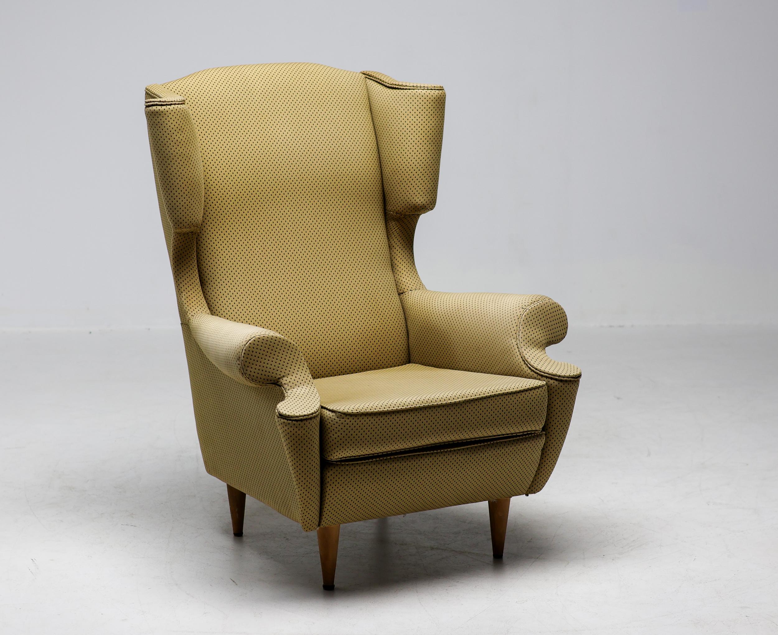 Italian Wingback Chair, I.S.A. Bergamo, circa 1950 For Sale 2