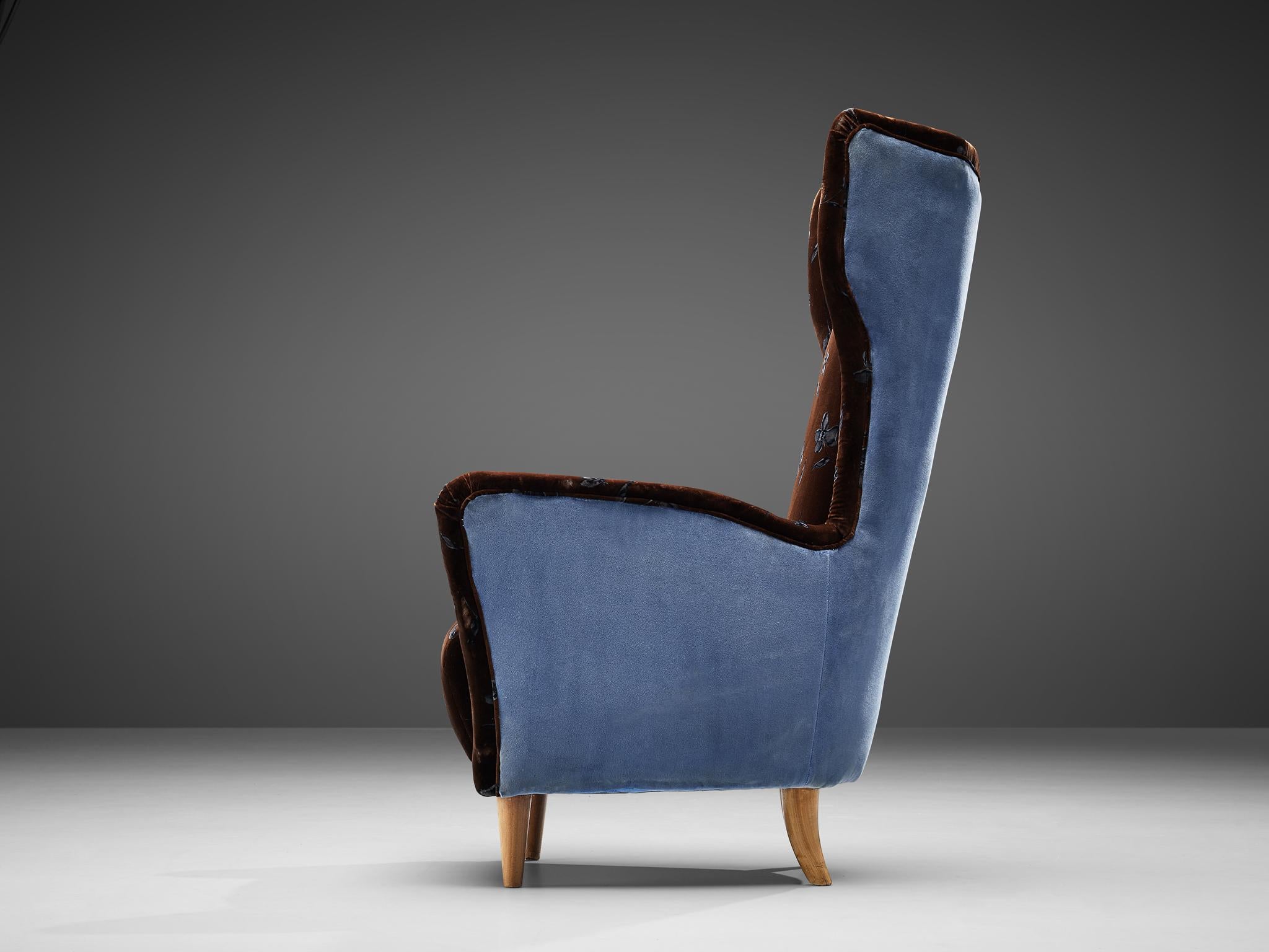 Tissu Fauteuil de salon italien Wingback en tissu à fleurs