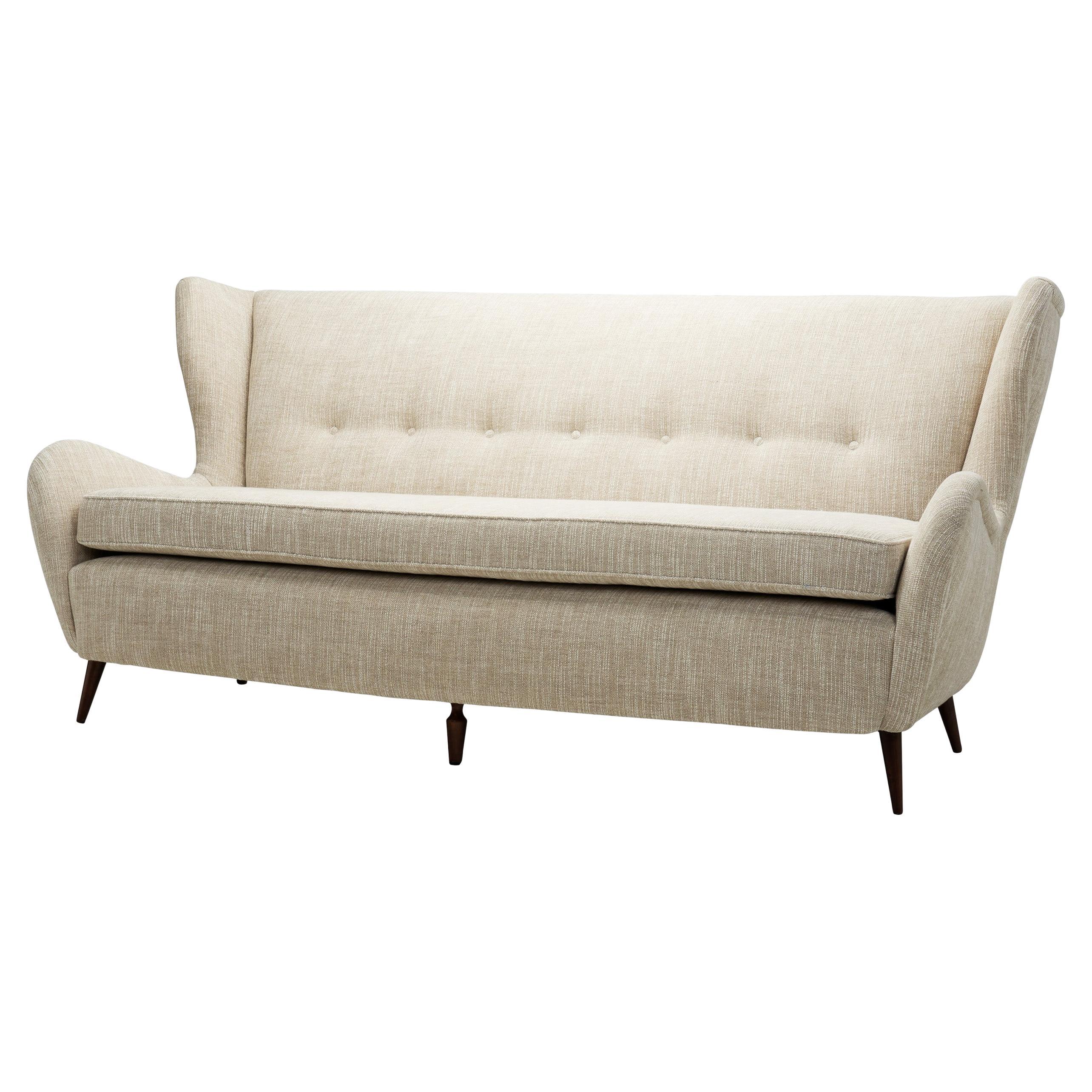 Italian Wingback Three-Seater Sofa, Italy ca 1950s