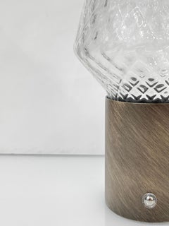 Italian Wireless Brushed Nickel Crystal Glass Portable Mini Table Lamp/Lit Vase