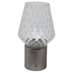 Italian Wireless Brushed Nickel Crystal Glass Portable Mini Table Lamp/Lit Vase