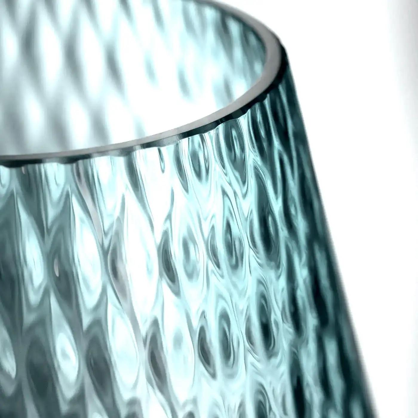 Lampe de bureau/vase de table italienne en verre blanc clair et bleu clair à gradation câblée Neuf - En vente à New York, NY