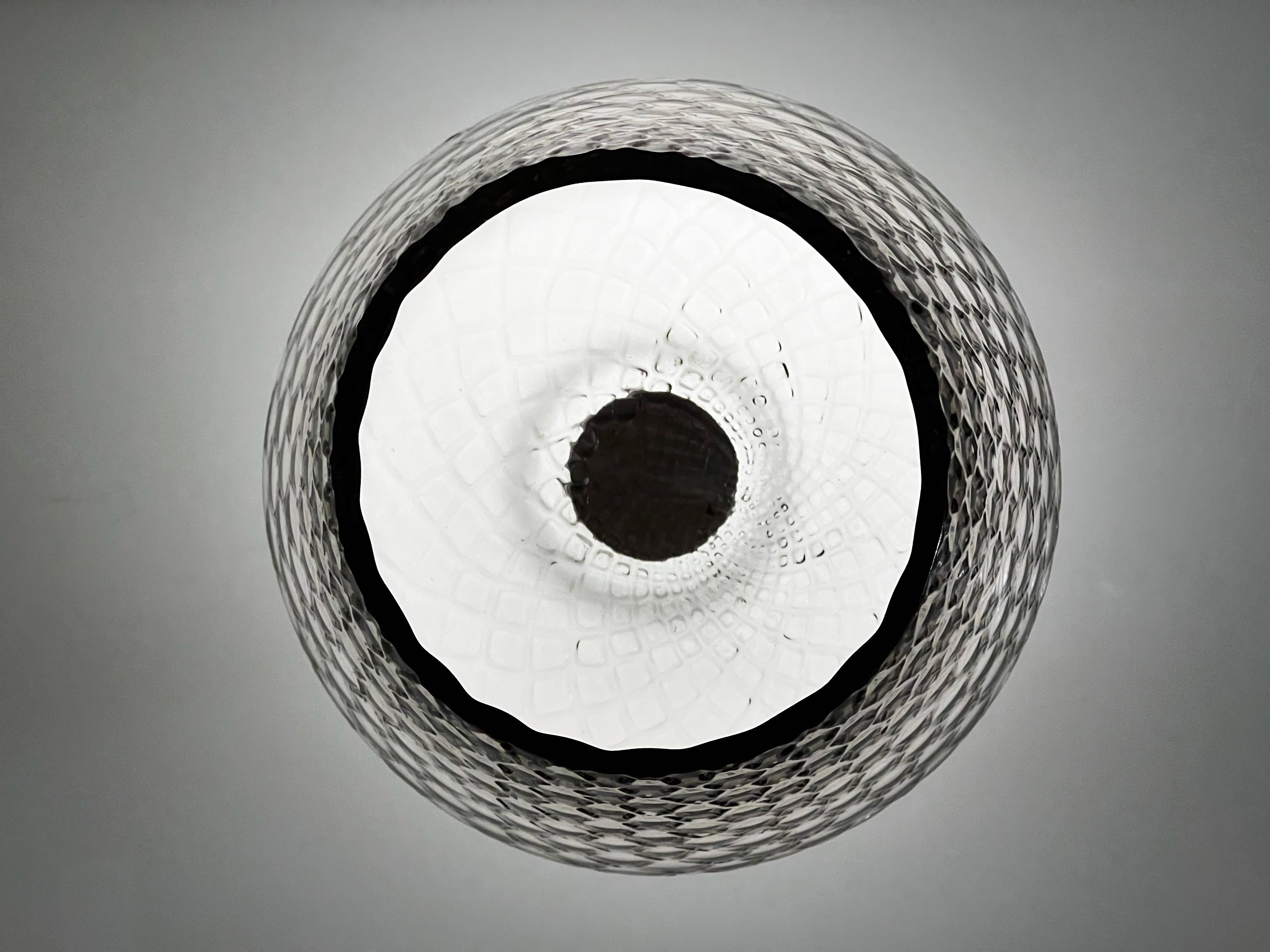 Lampe de bureau/vase de table italienne moderne en verre blanc et gris, à gradation câblée en vente 2