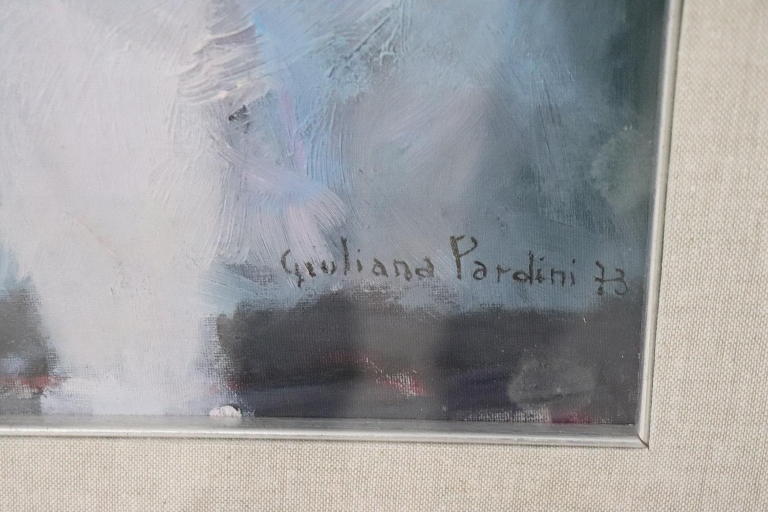 Dipinto a mano Artista donna italiana Pittura a olio su tela, 1973, Giuliana Pardini