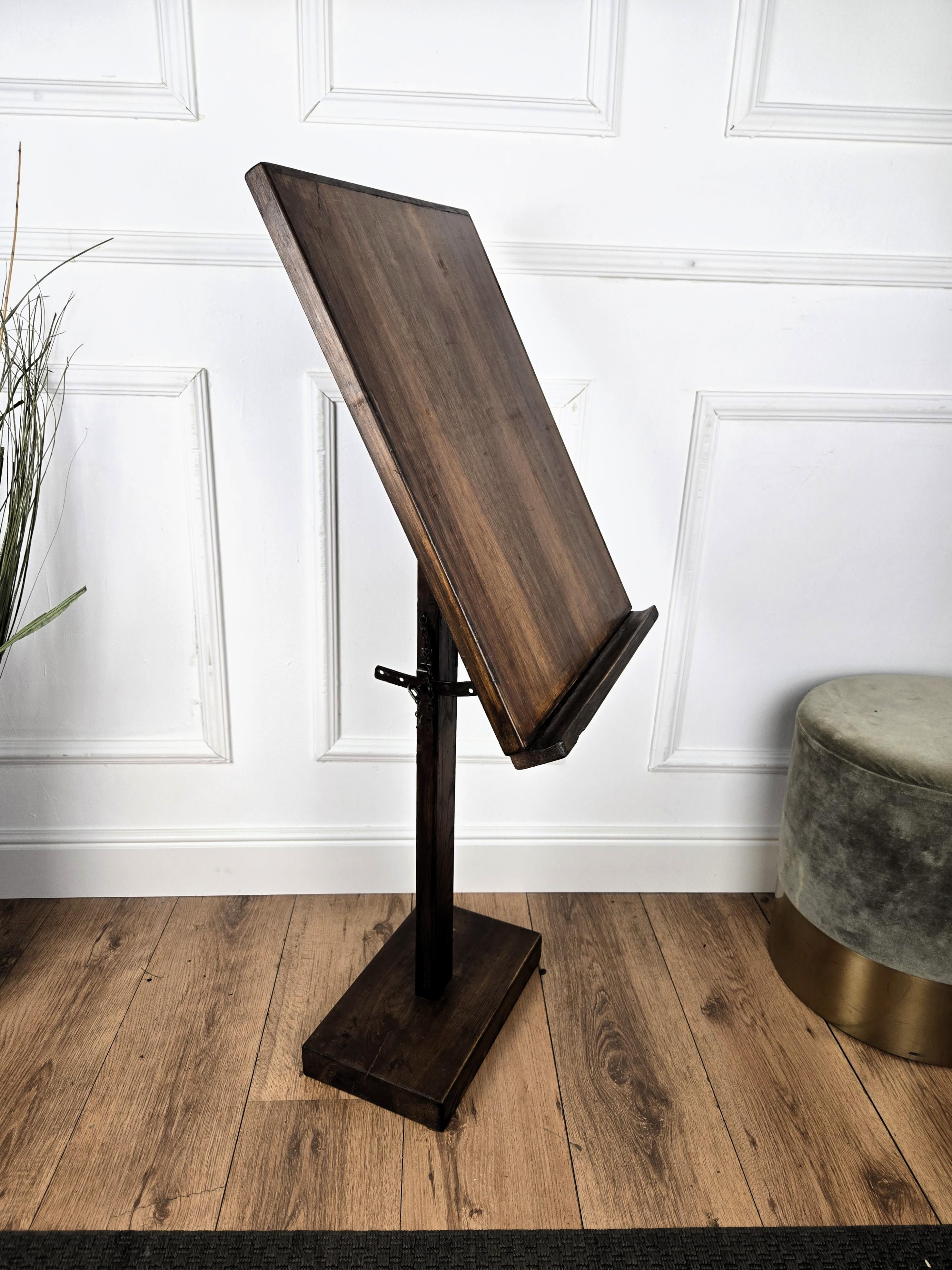 20th Century Italian Wood Adjustable Tall Floor Lectern Book Stand For Sale