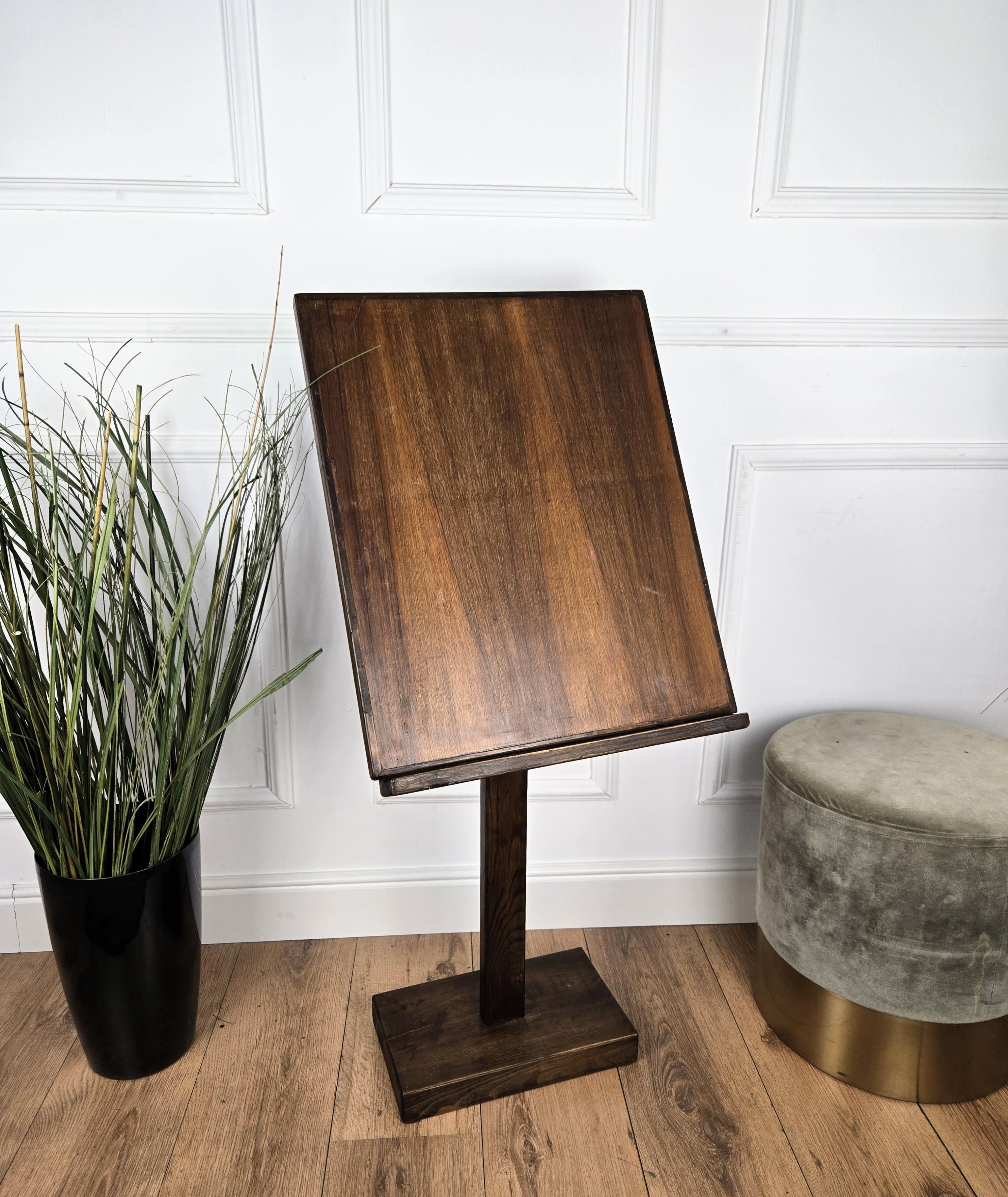 Italian Wood Adjustable Tall Floor Lectern Book Stand For Sale 1