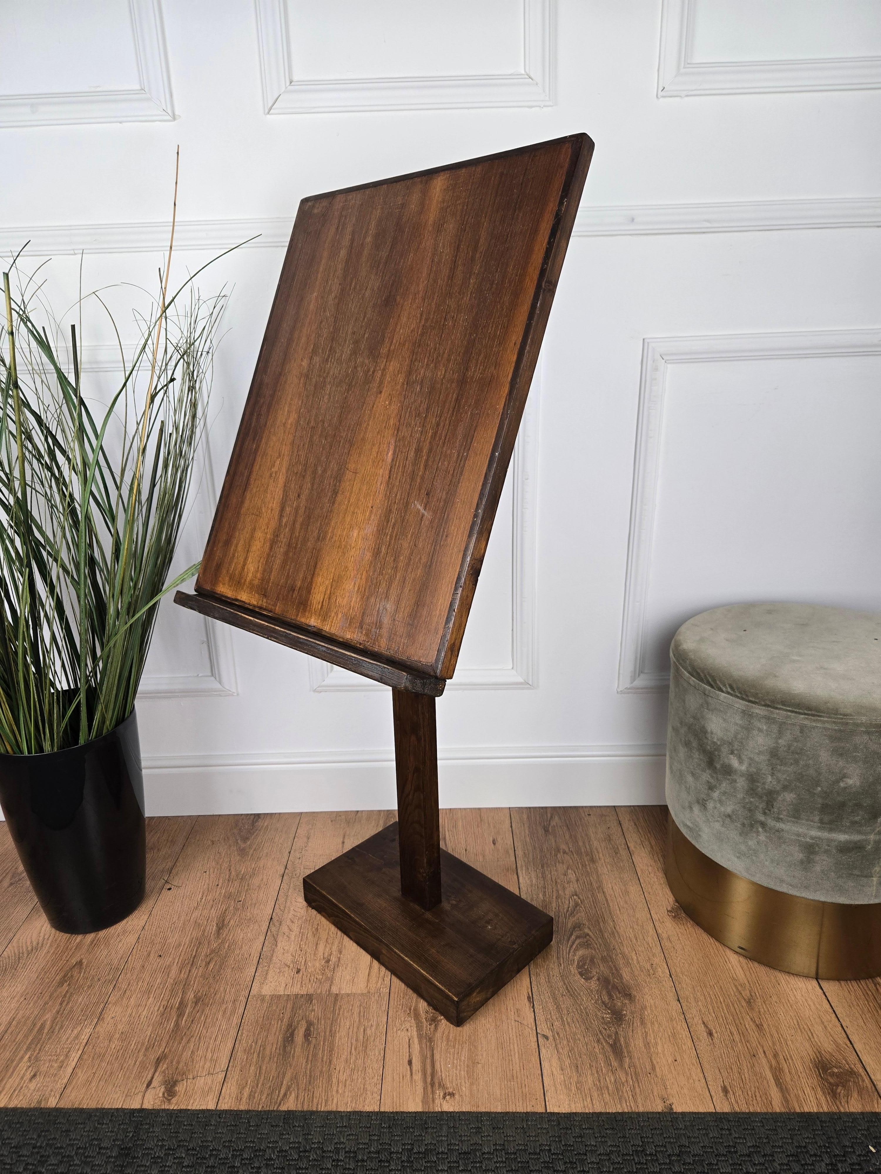 Italian Wood Adjustable Tall Floor Lectern Book Stand For Sale 2