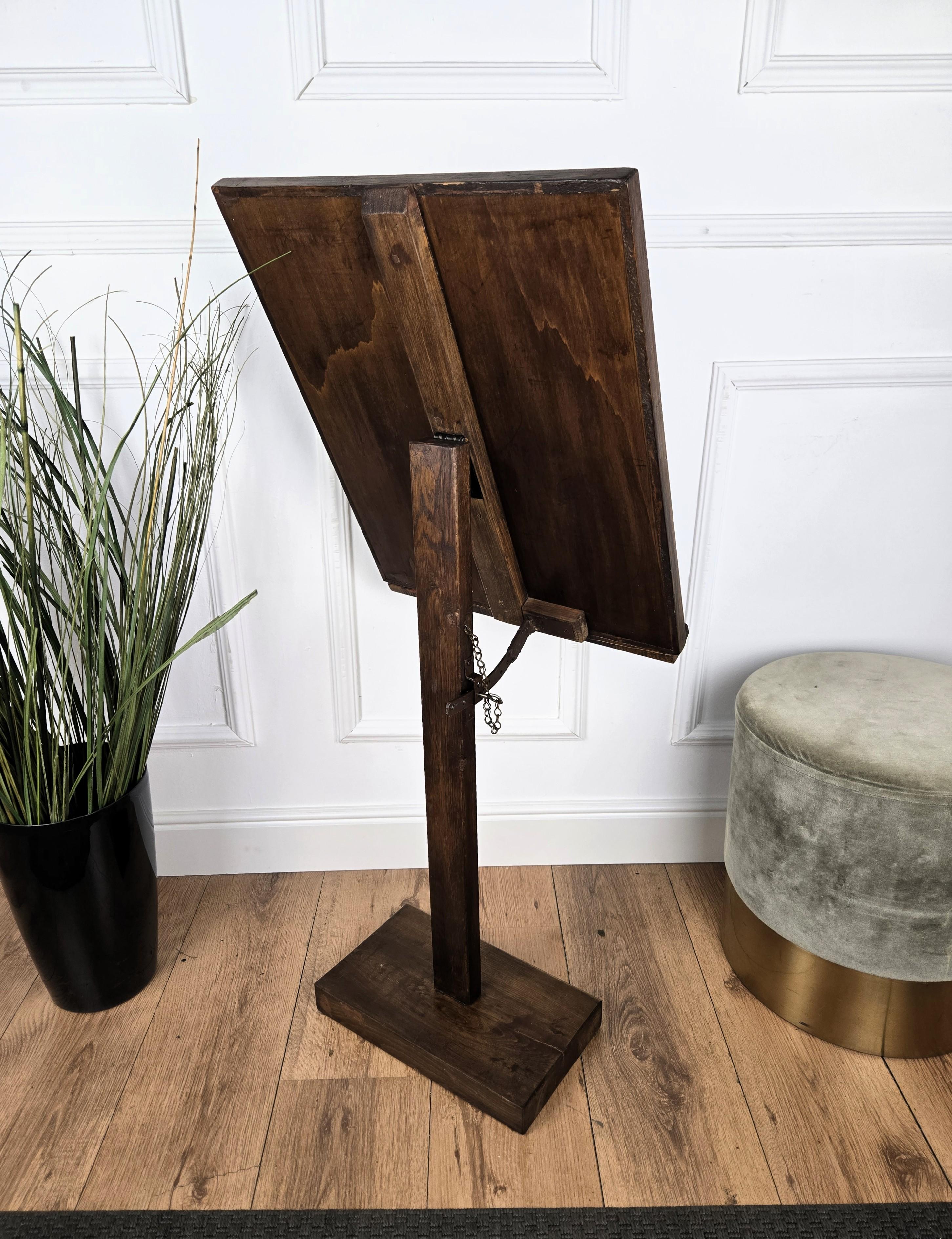 Italian Wood Adjustable Tall Floor Lectern Book Stand For Sale 3