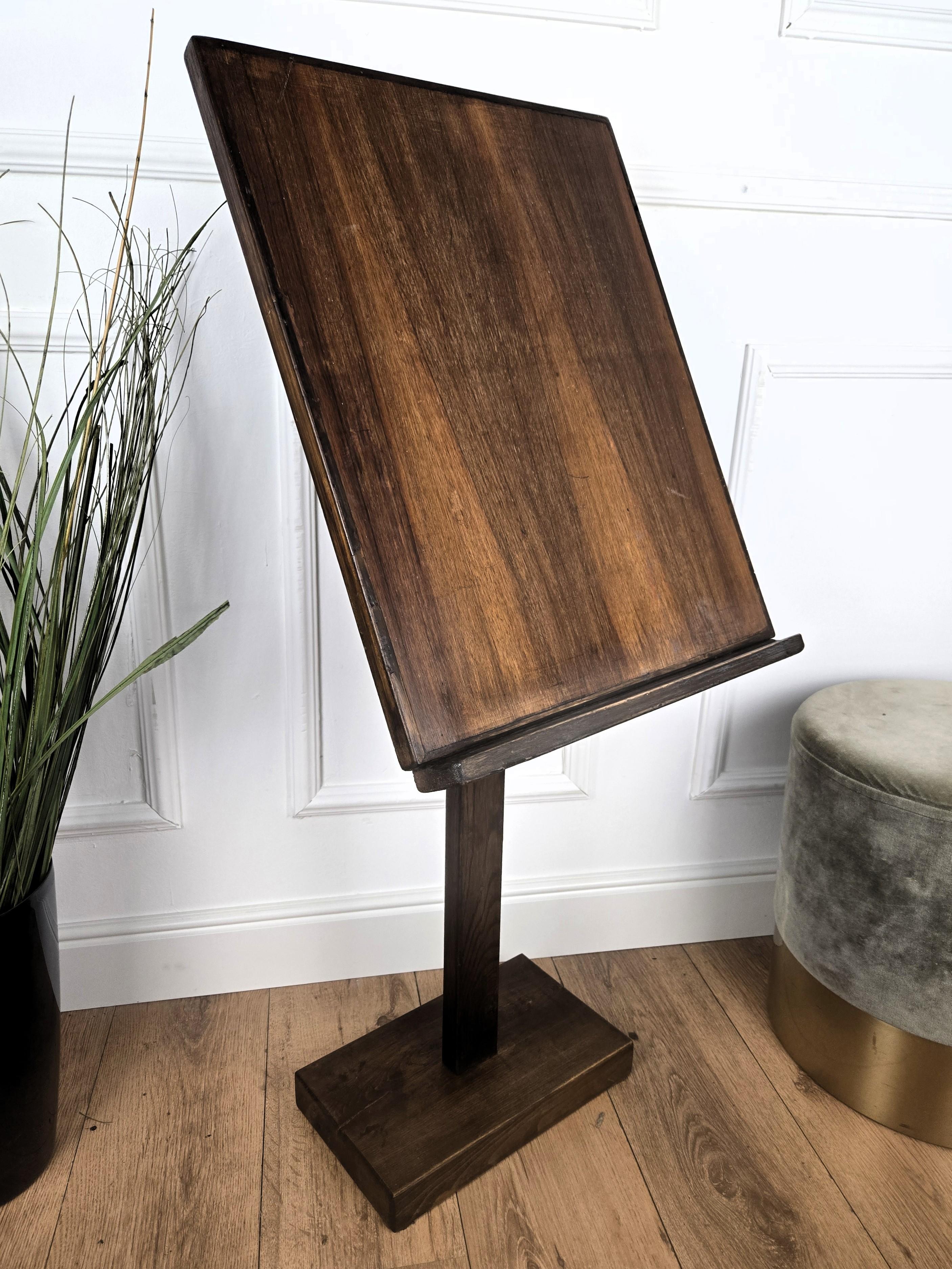 Italian Wood Adjustable Tall Floor Lectern Book Stand For Sale 4