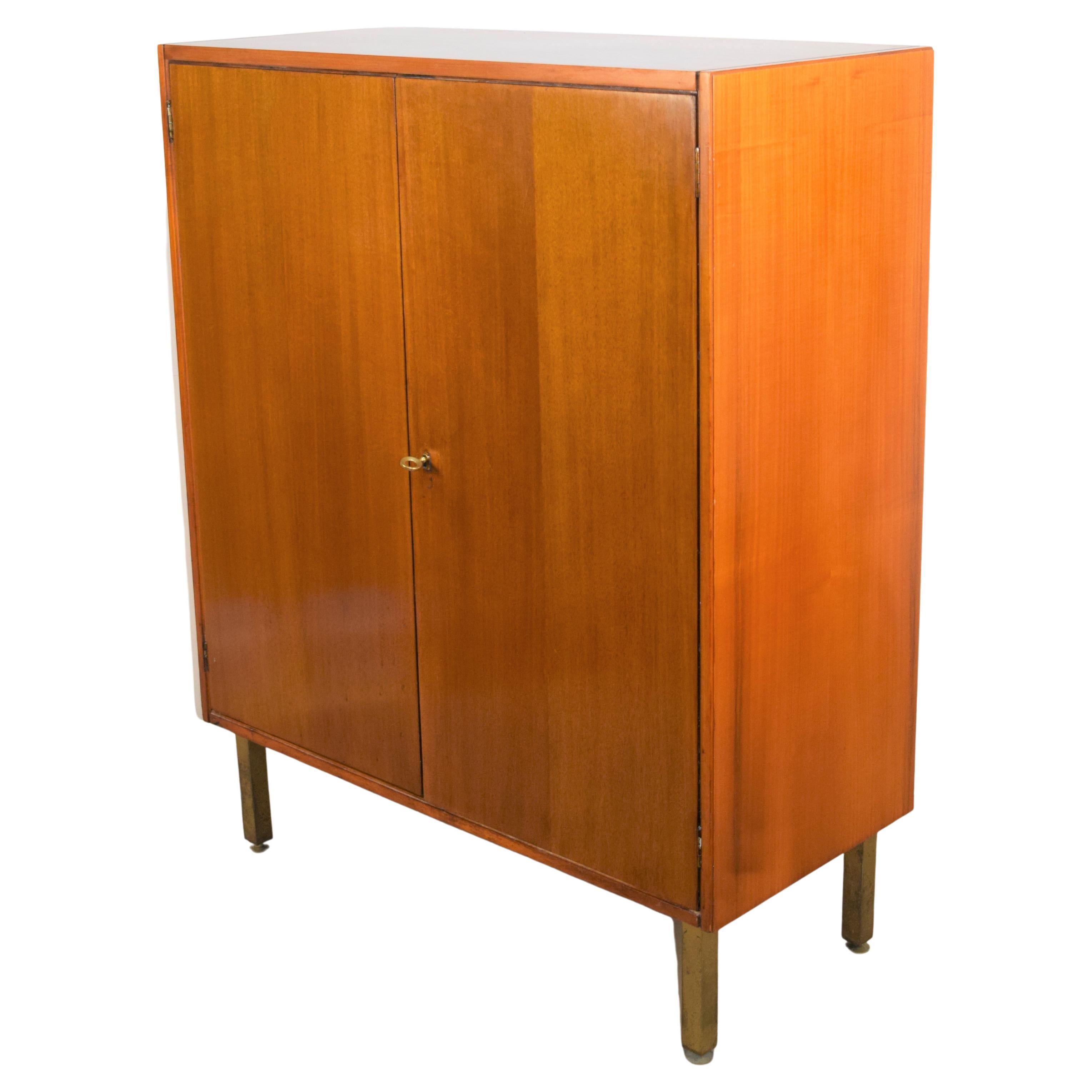 Italian Wood and Brass Cabinet, 1960s