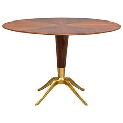 Italian Wood and Brass Dining Table, Melchiorre Bega, 1948