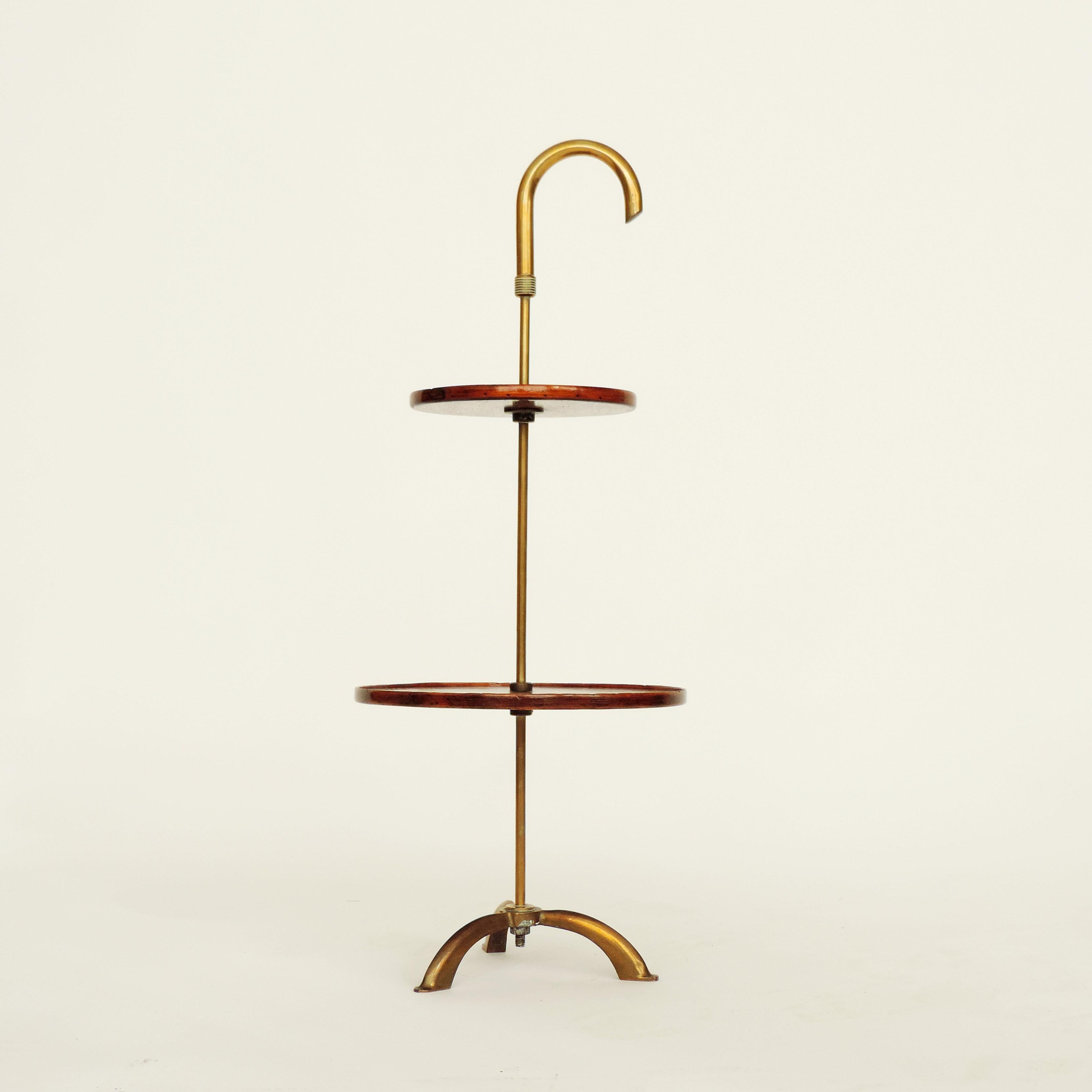 Italian Wood and Brass Midcentury Side Table, 1950s 2