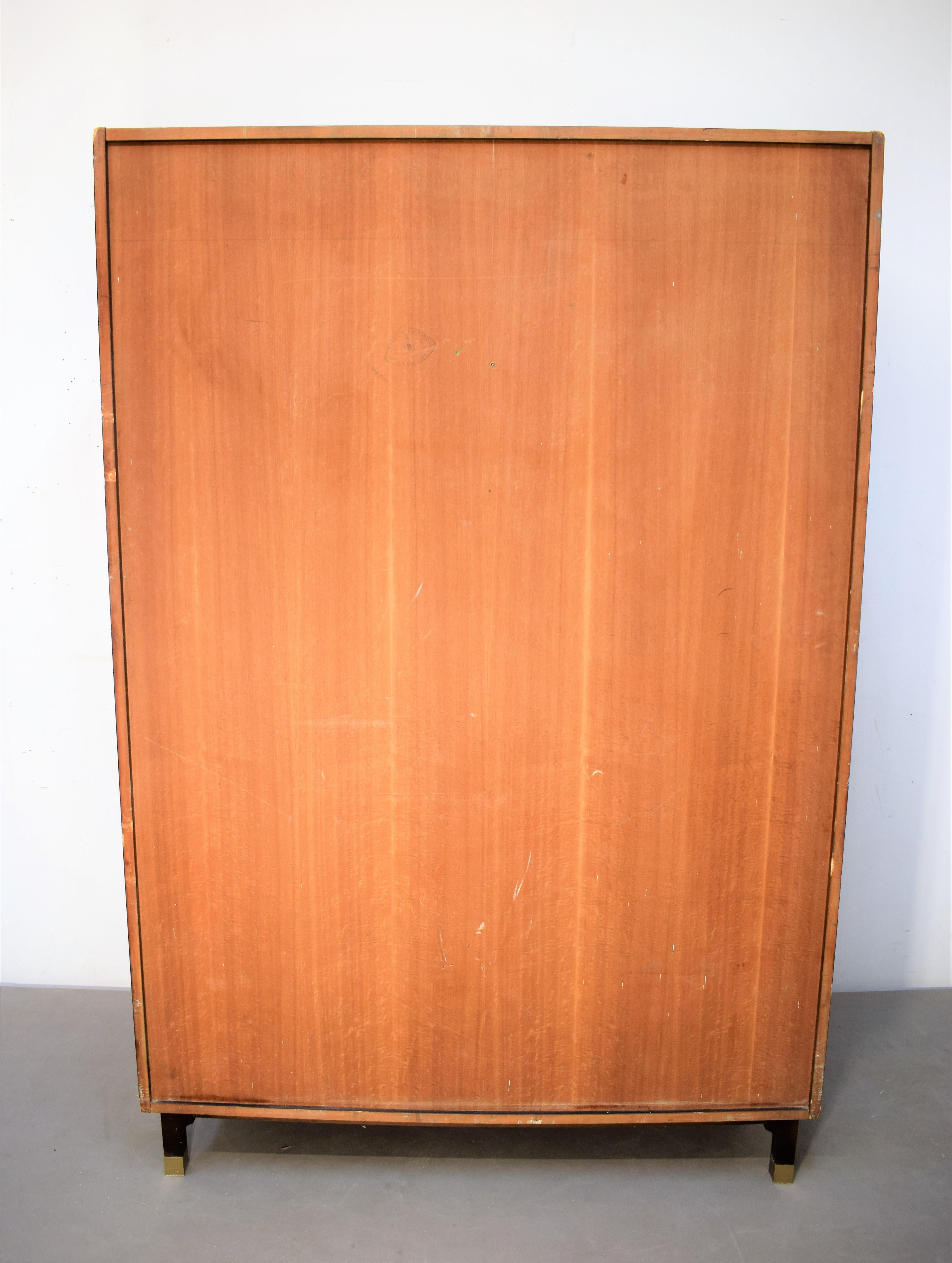 Italian Wood and Brass Wardrobe, 1960s 10