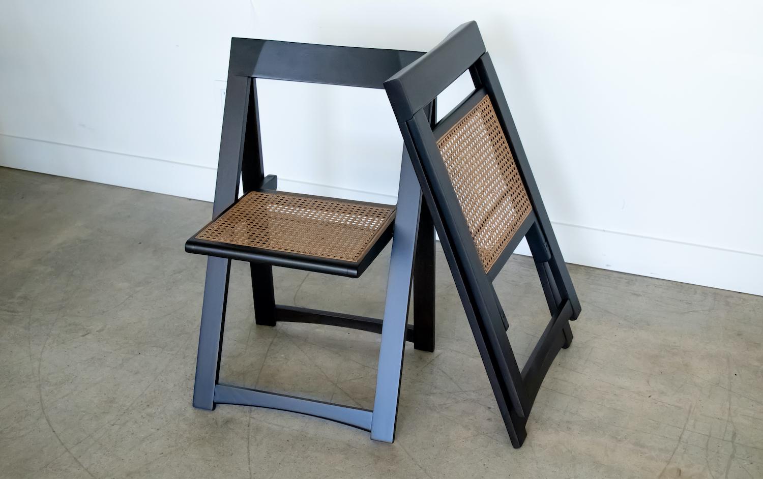 Pair of Italian Wood and Cane Folding Chair by Aldo Jacober 3