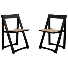 Used Italian Wood and Cane Folding Chair by Aldo Jacober
