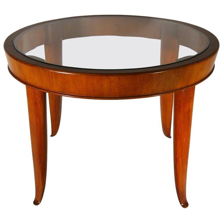 Italian Wood And Glass 1940s Round Coffee Table In The Style Of Guglielmo Ulrich For At 1stdibs Glass 1940s Round Coffee Table, 1940 Coffee Table Styles